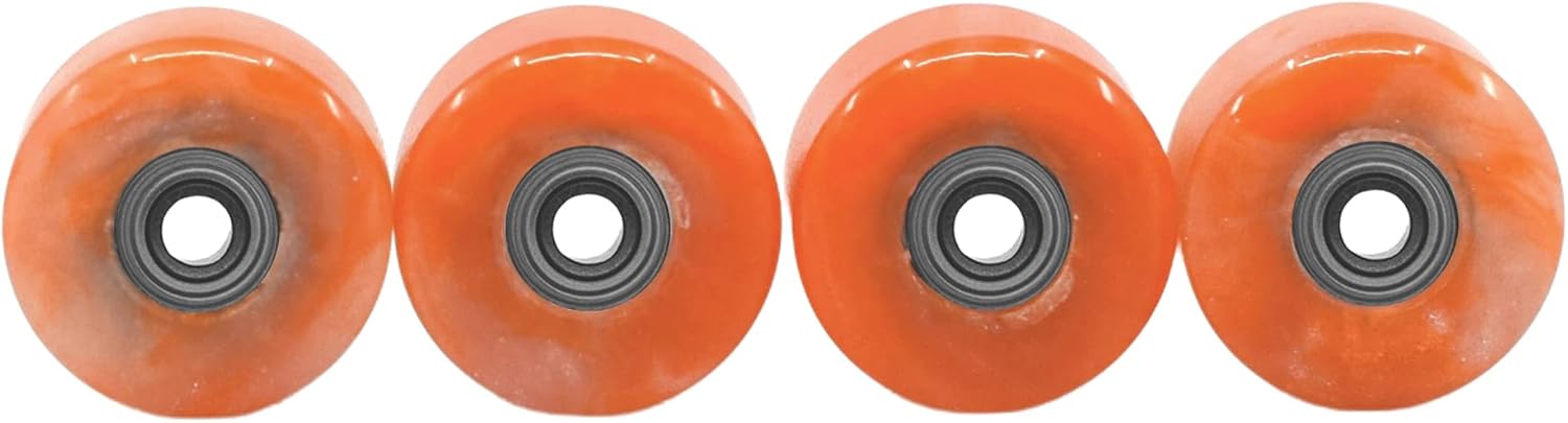 Teak Tuning Apex 77D Urethane Fingerboard Wheels, New Street Shape, 7.7mm Diameter, ABEC-9 Stealth Bearings - Geode Series - Made in the USA - "Citrine Swirl" Colorway