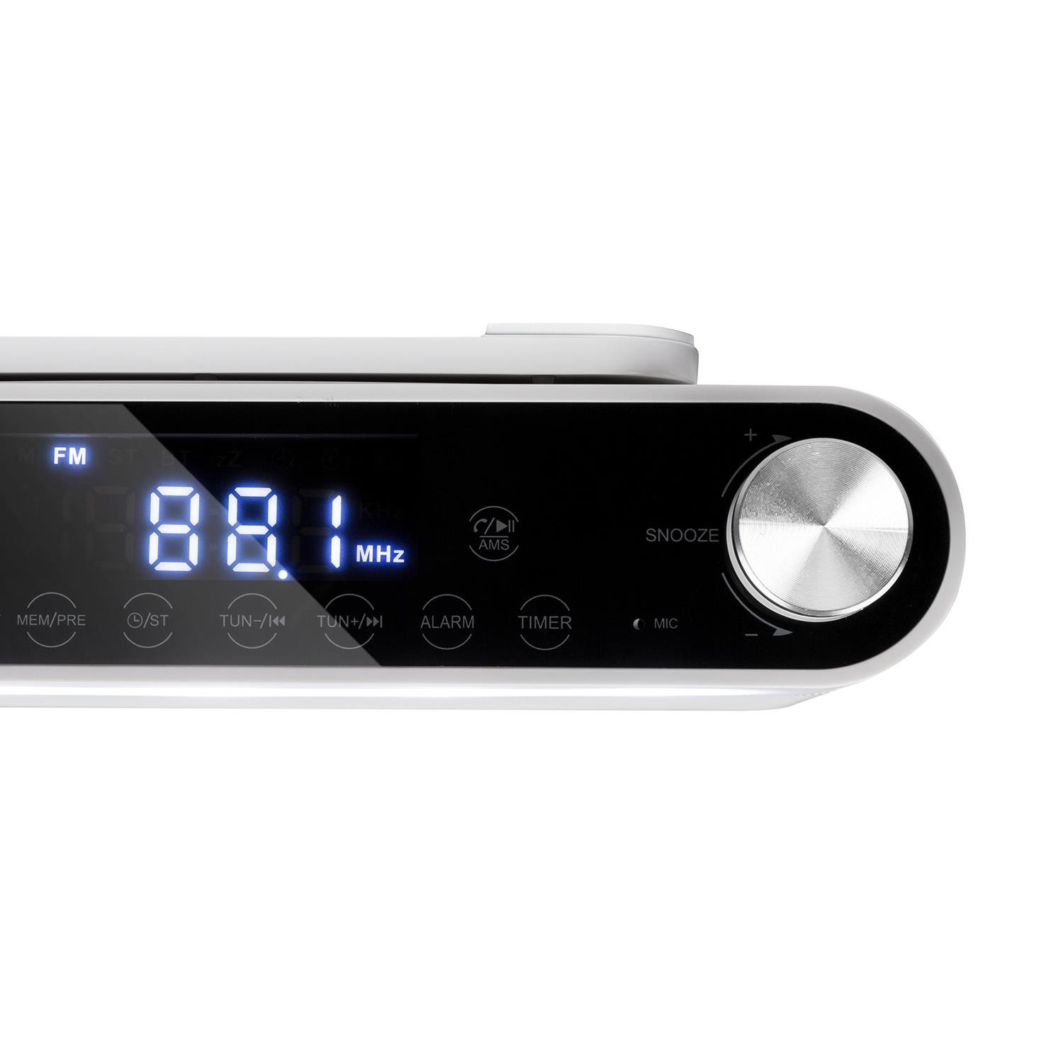 AUNA KR-130 - Radio da Cucina Sottopensile, FM-PLL, Bluetooth 4.1, 40 Spazi Memoria per Canali, Illuminazione LED, Display Touch Idrofugo, Doppio Allarme, Bianco