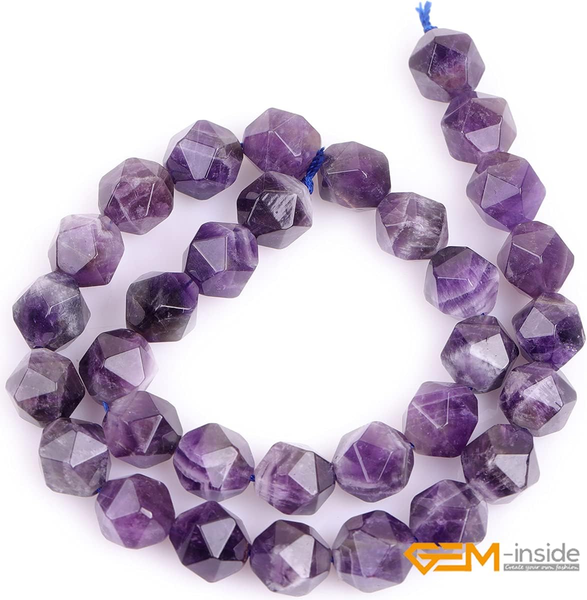 GEM-Inside Natural 12mm Amethyst Gemstone Loose Beads Faceted Purple Square Cambay Crystal Energy Stone Power for Jewelry Making 15"