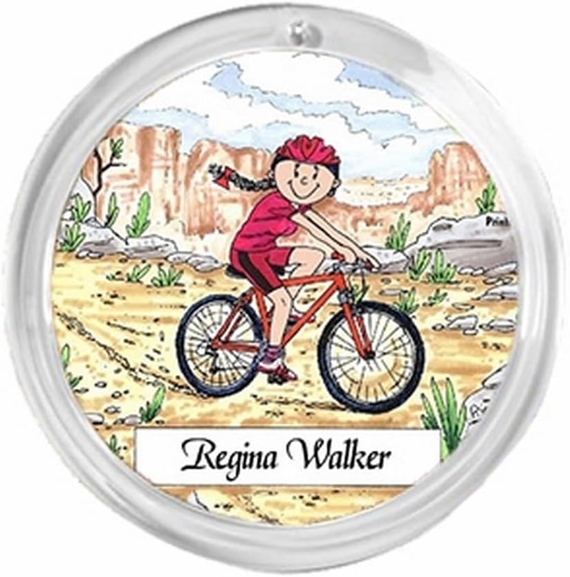 PrintedPerfection.com Personalized Mountain Bike - Female Round Christmas Ornament