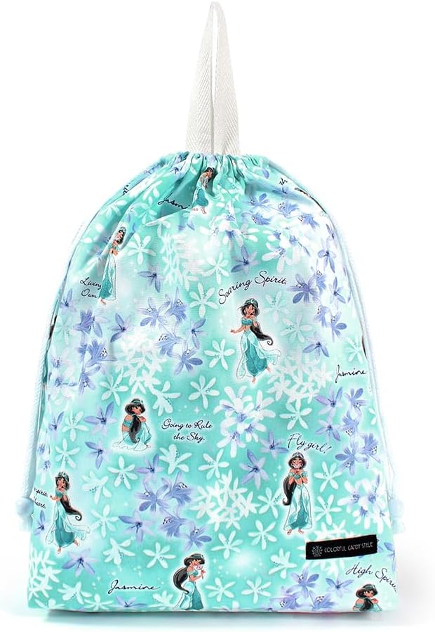 COLORFUL CANDY STYLE N3392402-BTR Disney Drawstring Bag, Large, Gymnastics Clothing Bag (with Name Tag), Jasmine, Princess, Jasmine, 2-Piece Set, Stylish, Gymnastics Clothes, Changing Clothes image 2