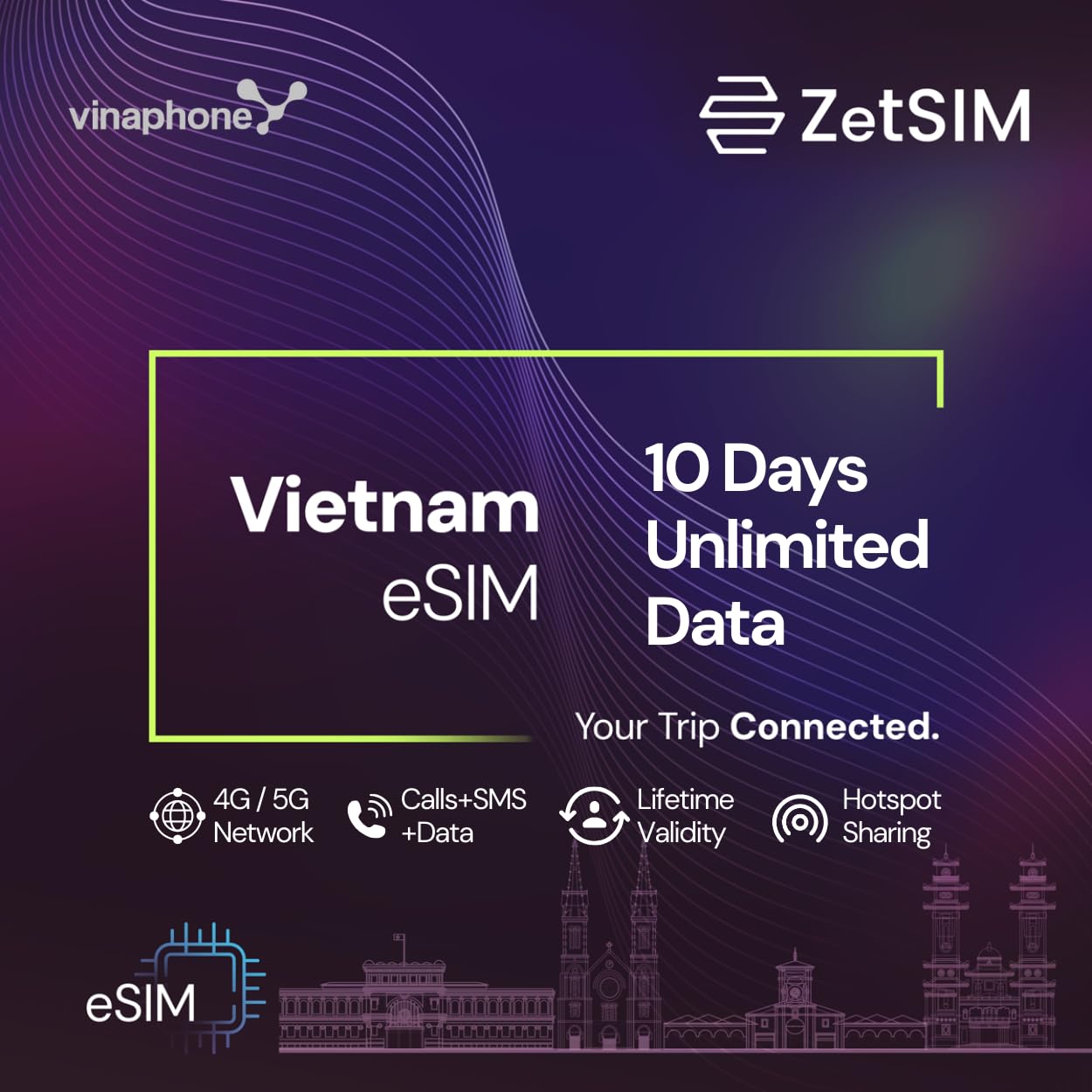ZetSIM Vietnam Local eSIM | Unlimited Data for 10 Days | 4G/5G High-Speed | Lifetime Use | Instant QR Code Activation | Easy App Top-Up | Hotspot Sharing | No Roaming | No Contract-image-39