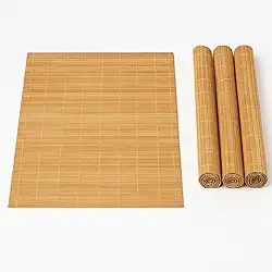 Kit 4 Jogos Americanos de Mesa Bambu Retangular 45x30cm – Sousplat Suplast Jantar Natural, Lavável, Para Cozinha, Sala de Jantar ou Decoração (BAMBU ESCURO)