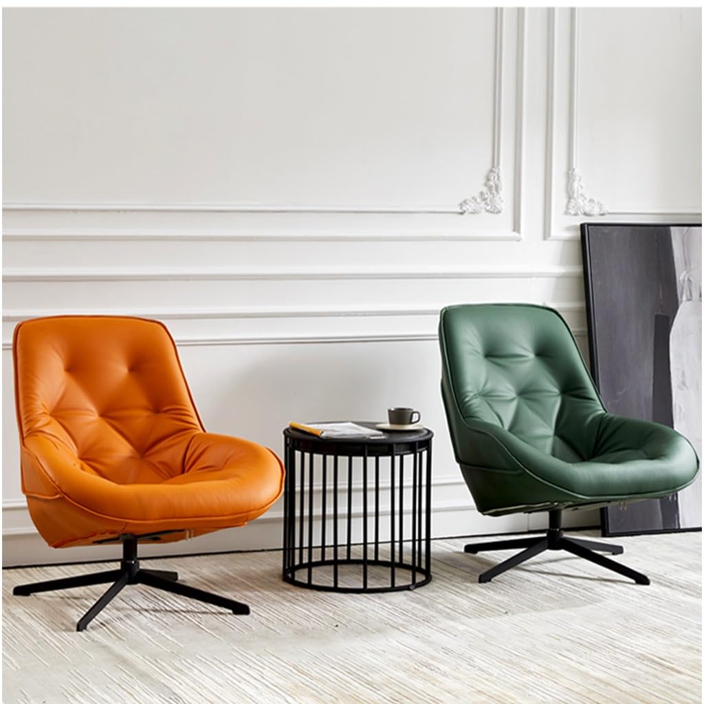 Fotele Nowoczesne Krzesło Obrotowe Z Połowy Wieku Z Metalowymi Nogami, Wygodny Tapicerowany Fotel Wypoczynkowy, Pojedyncza Sofa Ze Skóry PU Do Salonu(Grey)