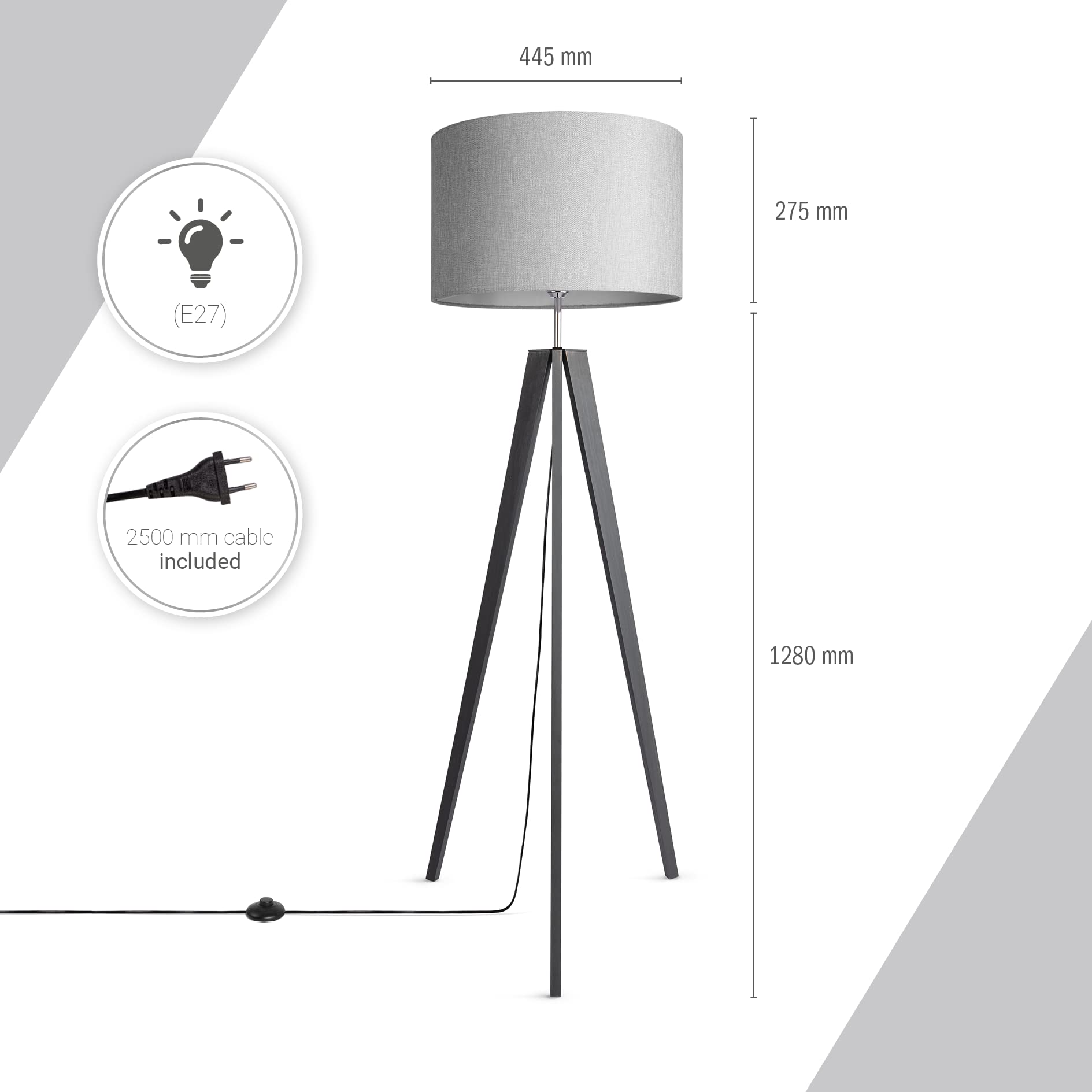 Paco Home Stehlampe Wohnzimmer Standlampe Wohnzimmerlampe E27 Fassung Leselampe Stoffschirm Lampe Schlafzimmer Stativ Stoff Lampenschirm Mit Schalter