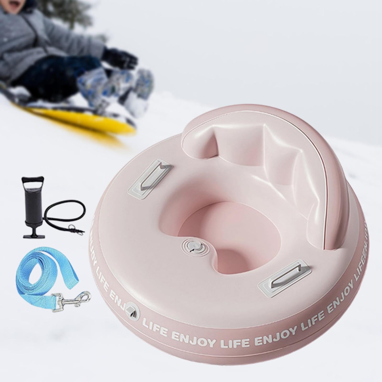 perfk Bouée Gonflable en PVC résistant au Froid avec poignées, idéale pour Les Jeux de Neige en Famille et Les activités Sportives de Plein air.