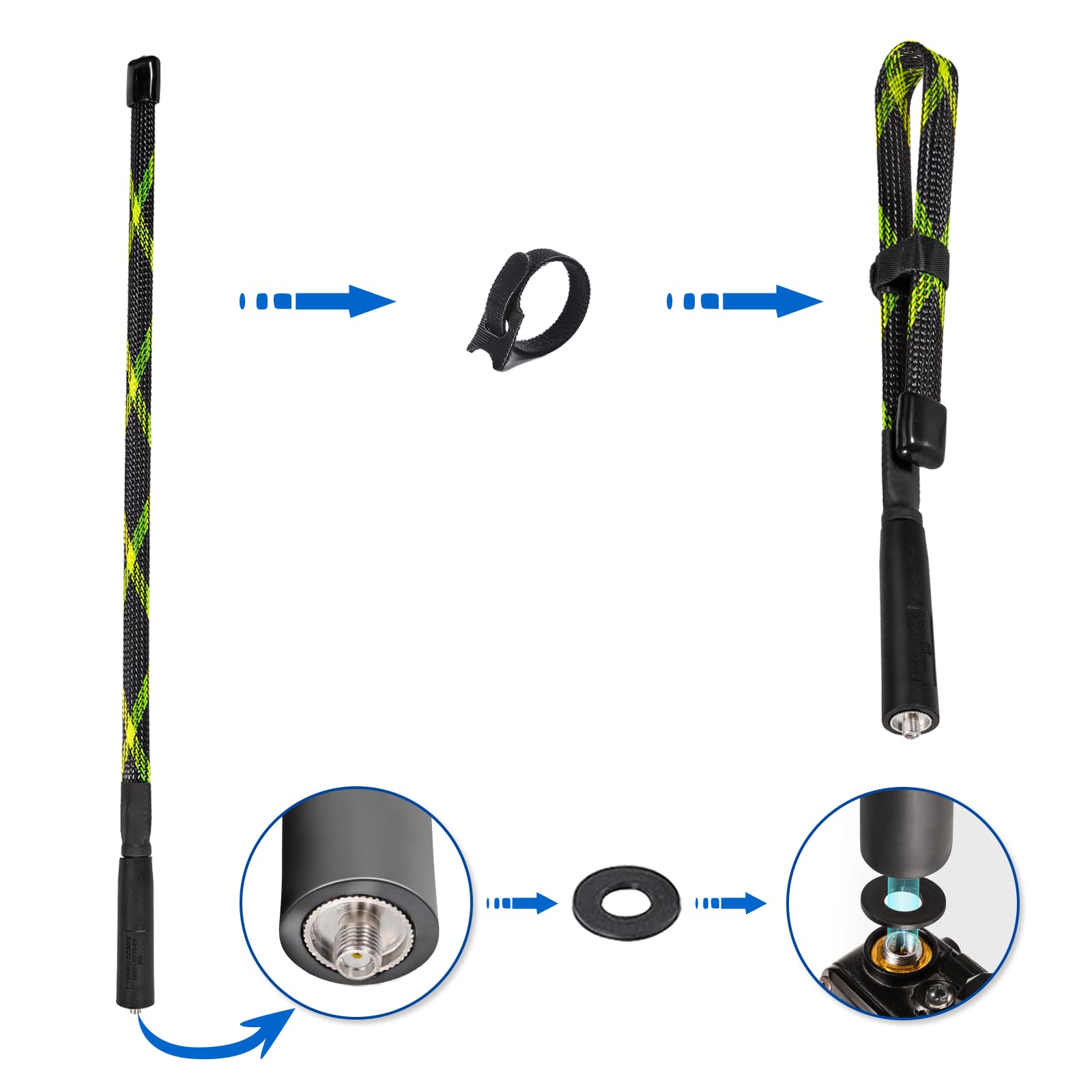Bingfu Antenna VHF UHF Bibanda 136-460MHz Pieghevole 47.5cm SMA Femmina CS Tattico Camuffare per Baofeng UV-5R UV-82 BF-888S GT-3 BF-F8HP Wouxun HYT Radio a Due Vie Portatili
