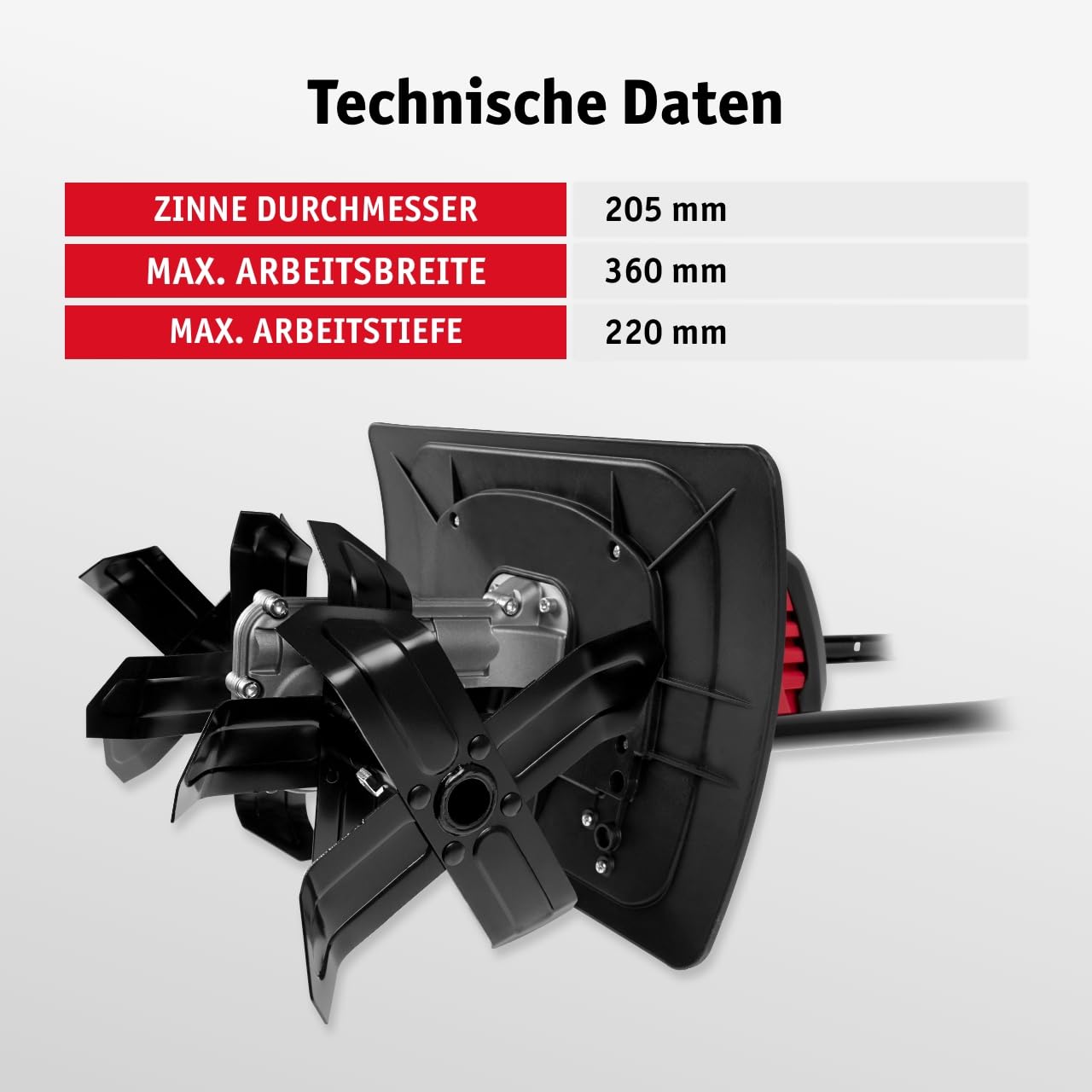 WALTER Gartenfräse 1200 W – Leistungsstarke Elektro-Motorhacke, Ergonomischer Doppelhandgriff, Zwei-Punkt-Sicherheitsschalter, Robuster Stahlrahmen, Ideal zum Ebnen und Graben, Bodenhacke, Bodenfräse