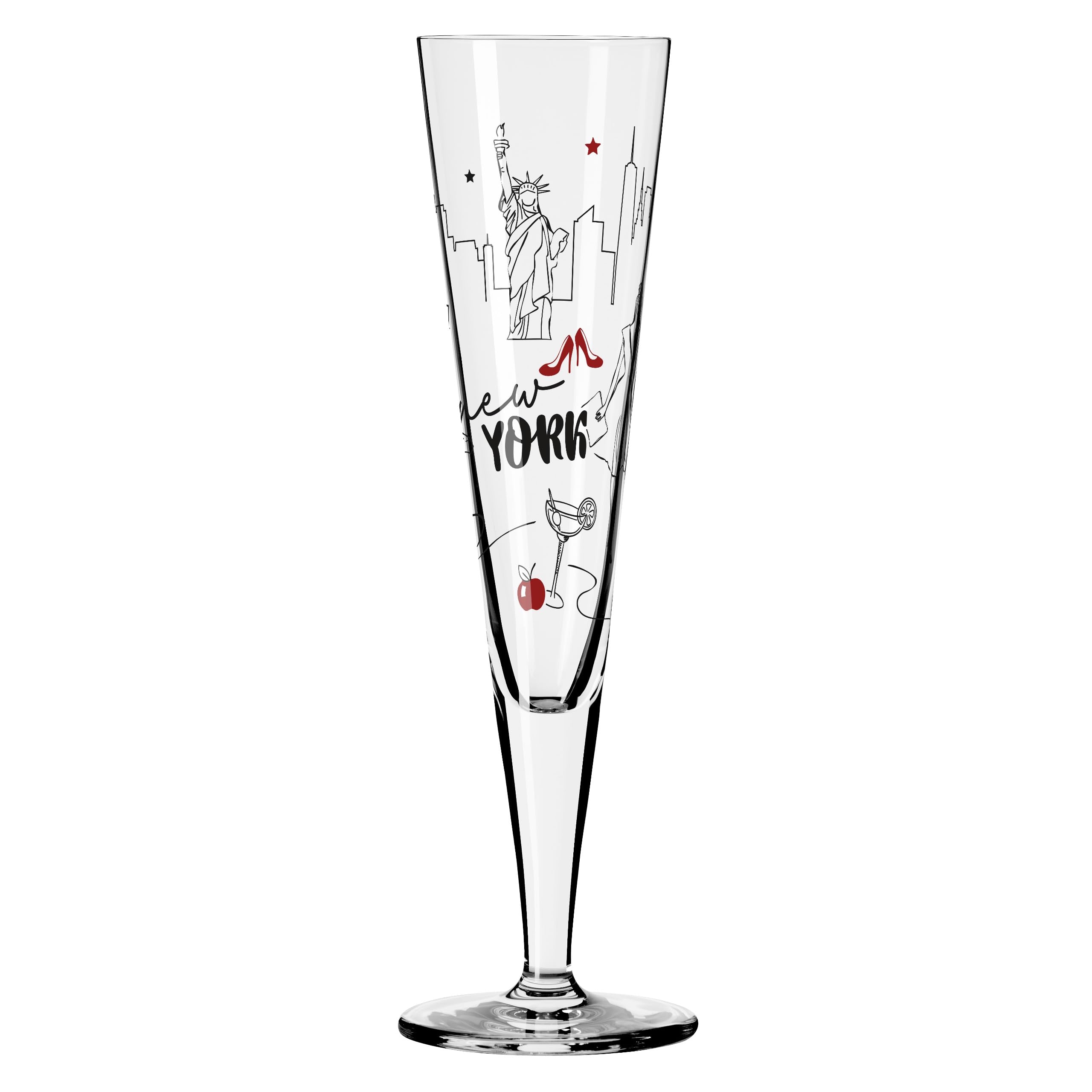 RITZENHOFF 1072007 Champagnerglas 200 ml - New York Edition Champusflöte, Sektglas mit Motiv bunt - Made in Germany