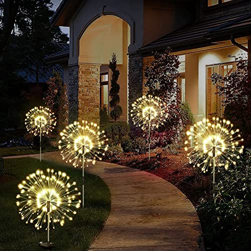 MIDDIA Solar Firework Garden Lights Outdoor Waterproof for Pathway Lawn Yard Decorations, Outside Sparkles Flowers Night Light, Wedding Party Holiday Christmas Decorative Lights with Remote by MIDDIA - Used condition - Image 4