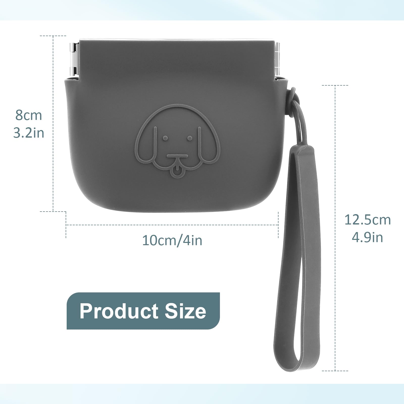 WALLFID Silicone Dog Treat Pouch Small Bag,Auto Closure,with Pet Training Clicker,Walking Bag for Dog and Cat,Pocket Size,Easy to Clean,Odorless,Travel Walking Bag (Dark Gray) - Image 3