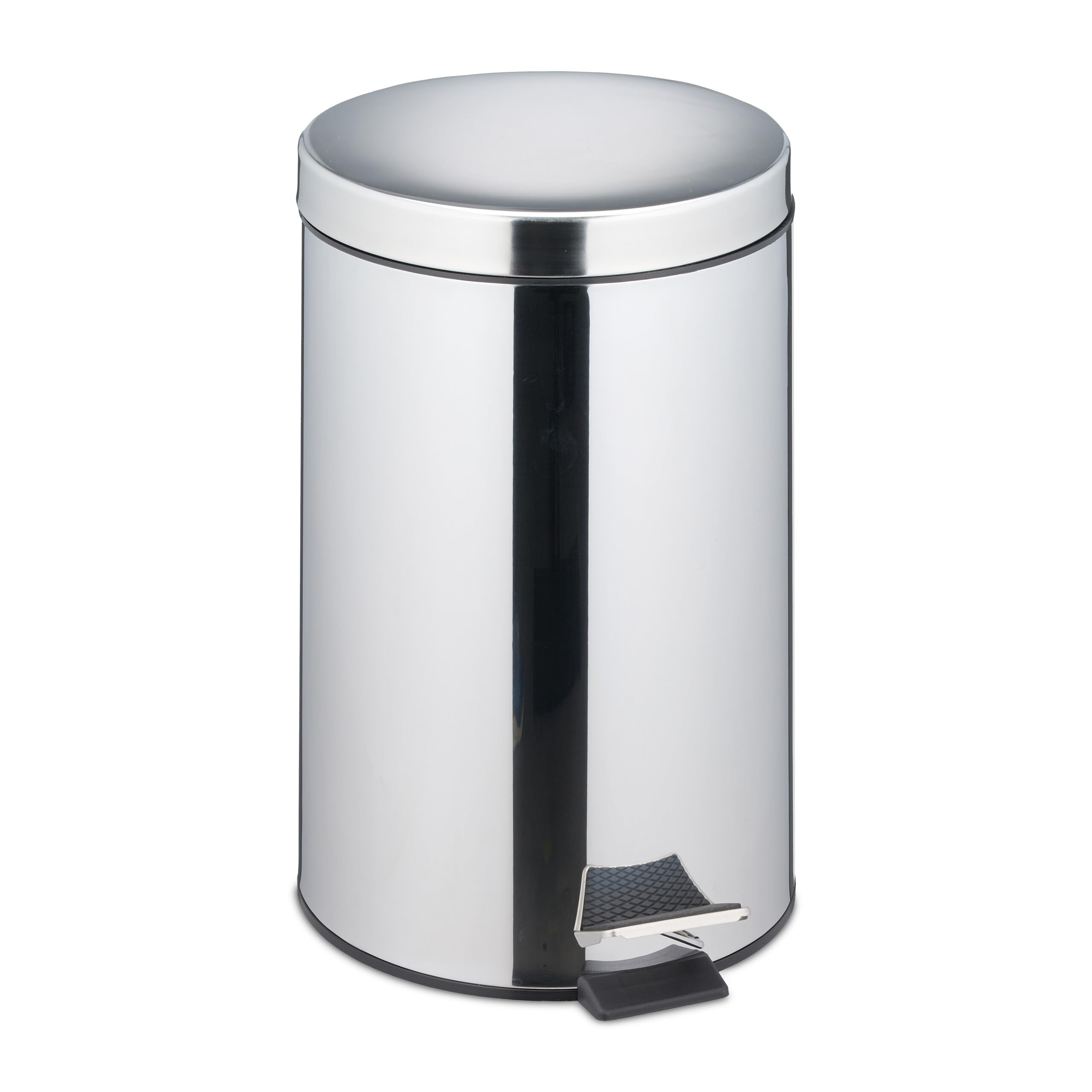 Relaxdays Pattumiera Cucina, Cestino Rifiuti 20 L, Pedale e Cestello Interno Rimovibile, Cesto Acciaio Inox, Argentato