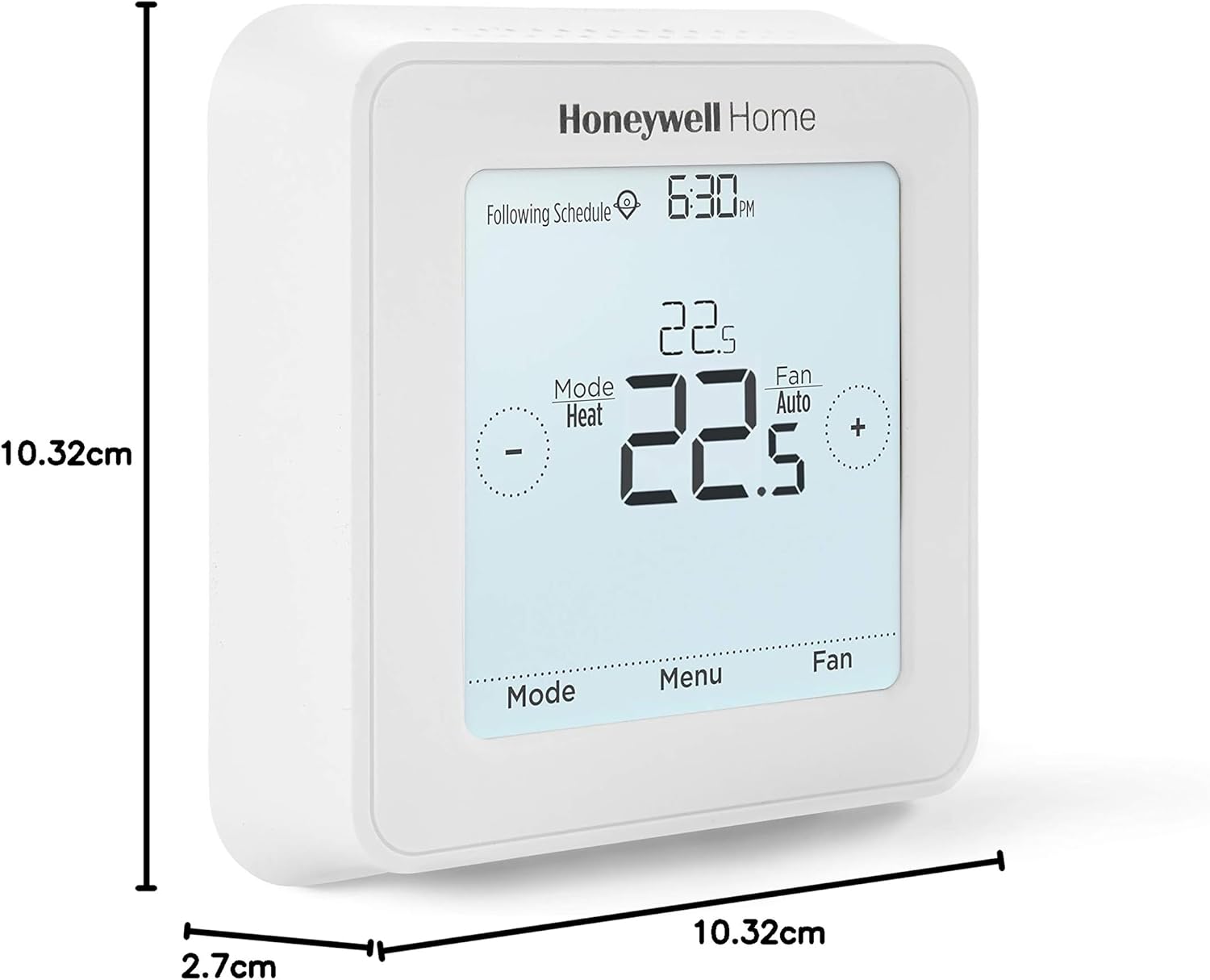 Diagram showing dimensions of the Honeywell Home RTH8560D Thermostat