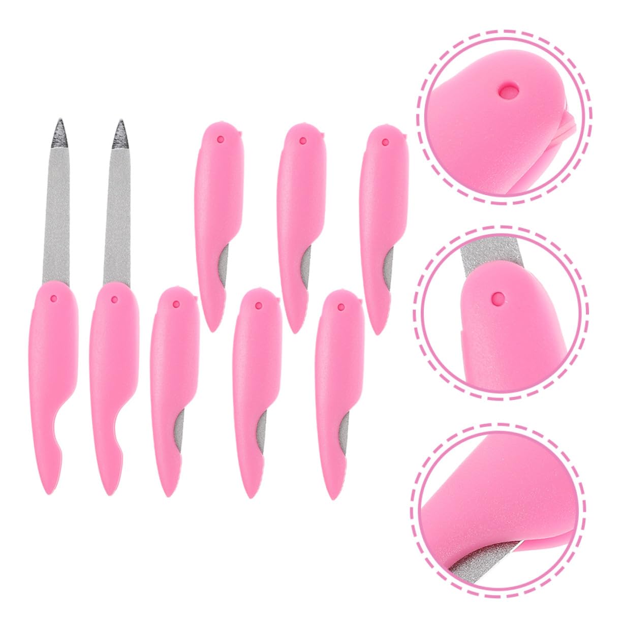 Set di 8 Mini Lime per Unghie Pieghevoli in Metallo Rosa | Abs, Superficie a Doppia Grana, per Levigare e Rifinire, Formato Compatto, Uso Casa e Salone