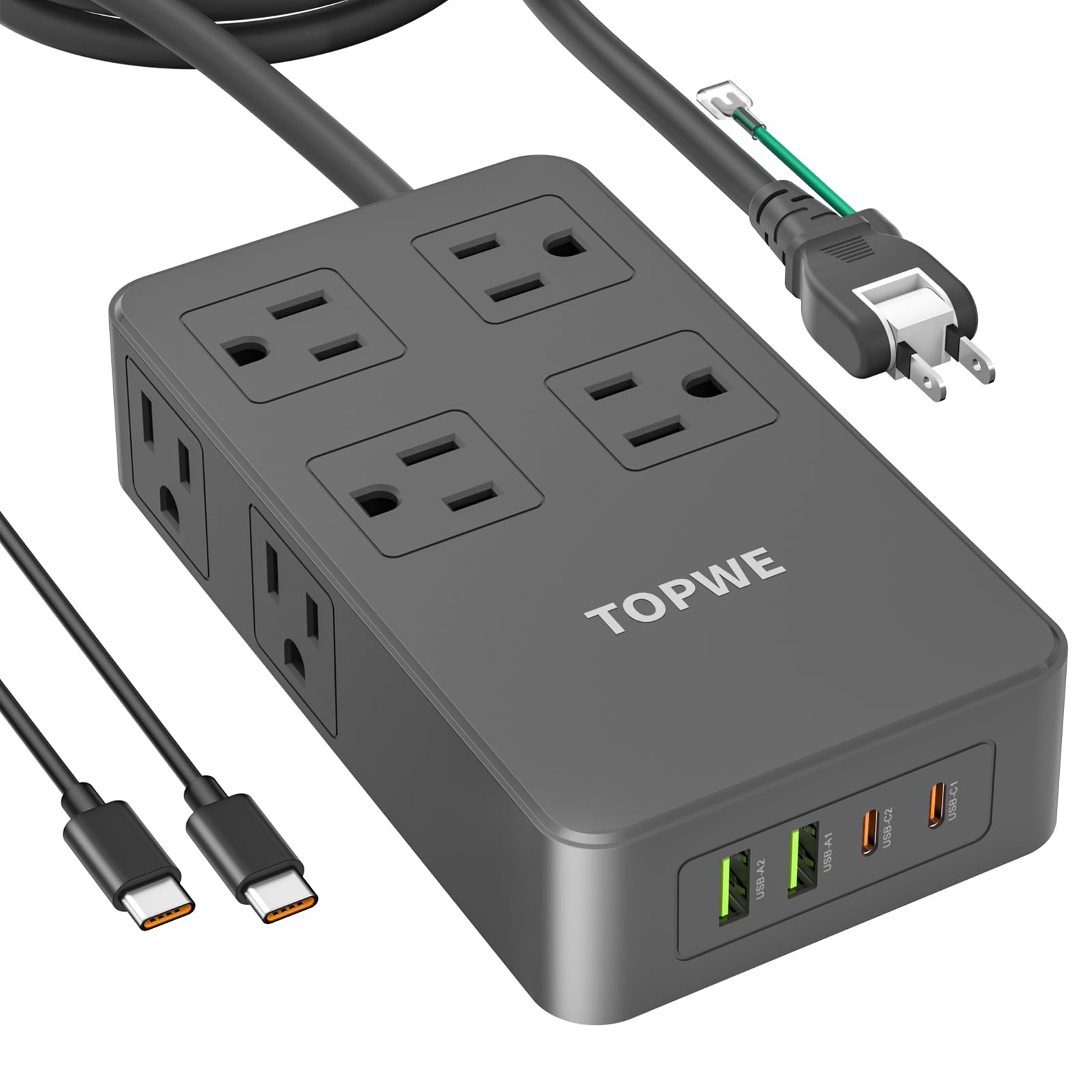 Amazon.co.jp: TOPWE 電源タップ USB-C type-c PD 100W 3m延長コード