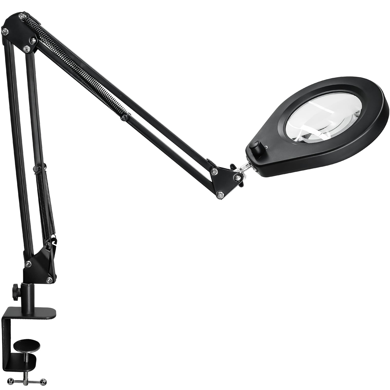 Lampada d'ingrandimento con lente da 5 diottrie, morsetto in acciaio da 6,4 cm, LED dimmerabili, braccio girevole da 90 cm, design comfort ottimale per estetisti, hobbisti e artigiani