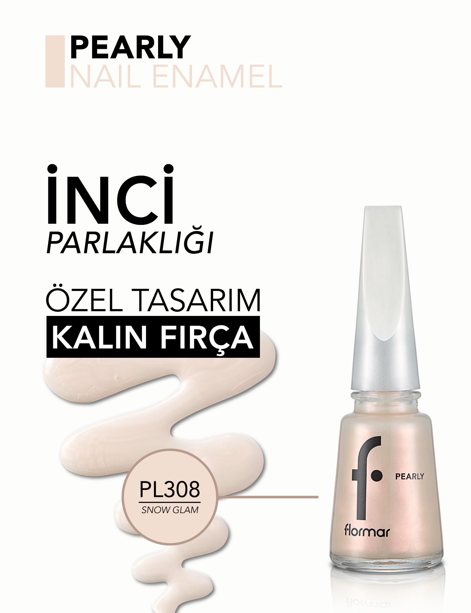 Flormar Oje- Pearly Nail Enamel Snow Glam New 8682536035446 34000080-PL308 One Size