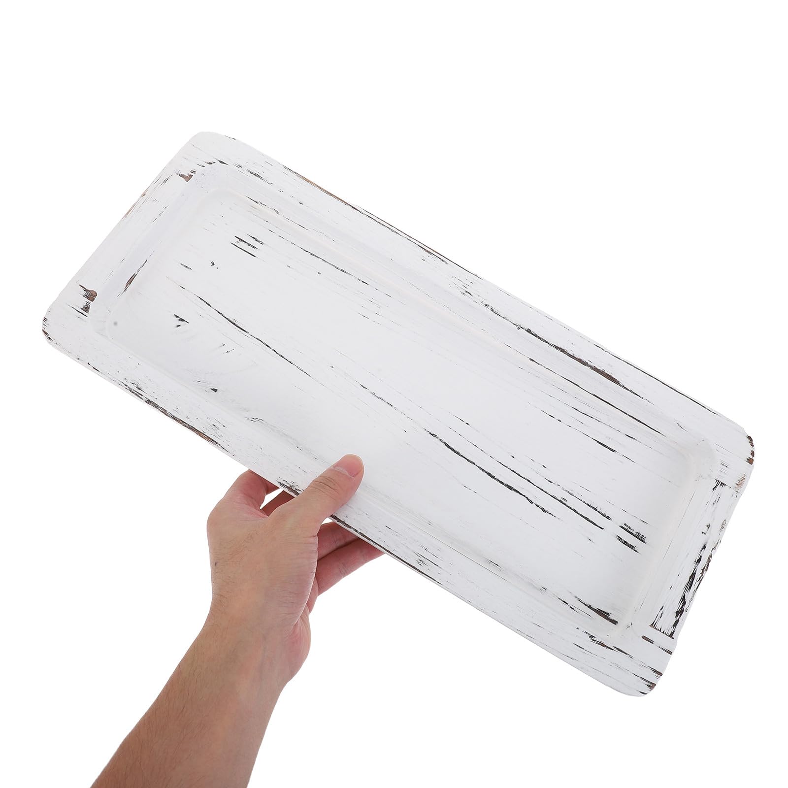 TOYANDONA Bandeja Rectangular Larga y Estrecha: Centro de Mesa Decorativo rústico de Madera para Servir. Portavelas navideño de Estilo rústico para Mesa de Centro o Sala de Estar.