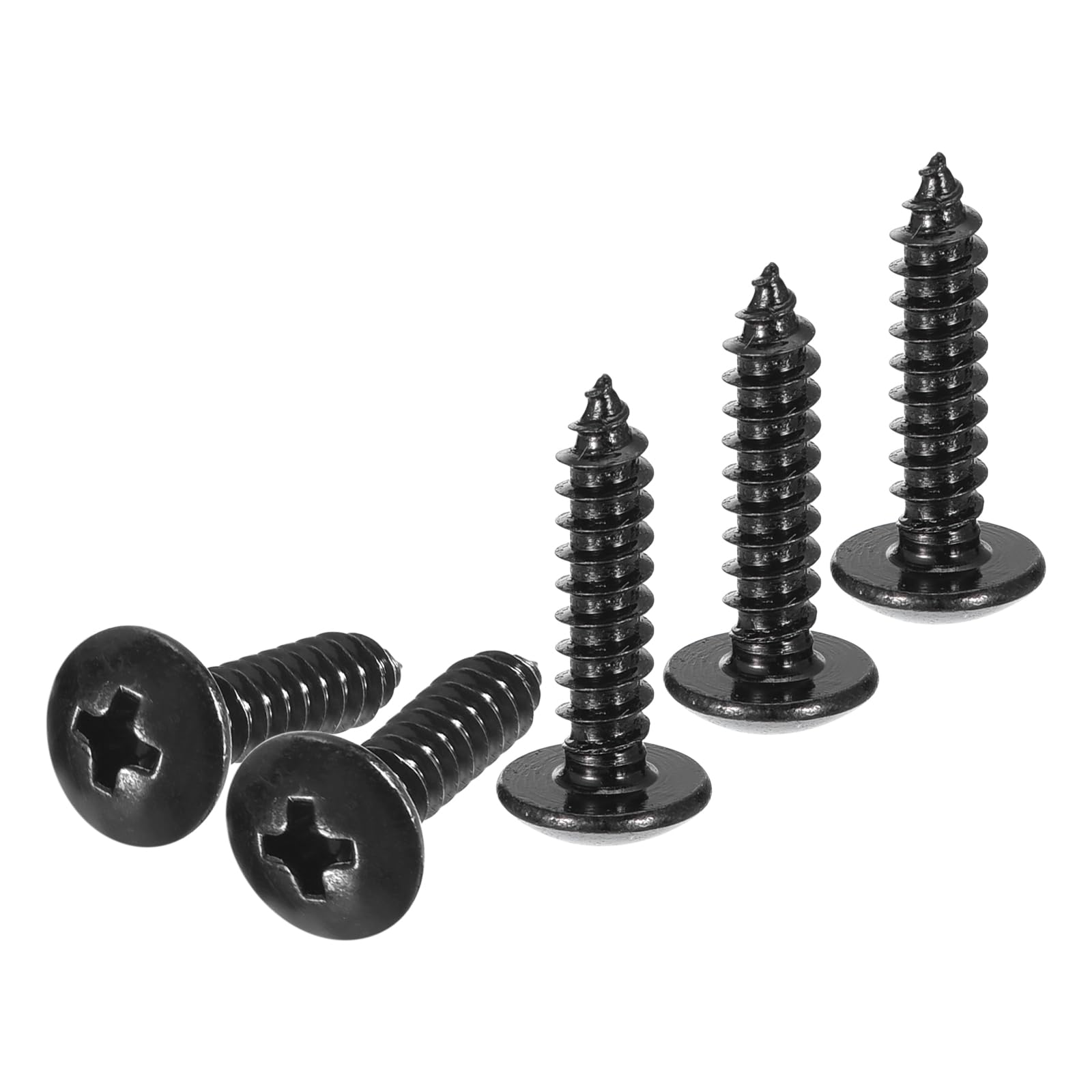 DTGN #8x3/4 Sheet Metal Screws - 100 Pack - for Wood, Furniture - 304 Stainless Steel Phillips Truss Head Self Tapping Tip Wood Screws - Black