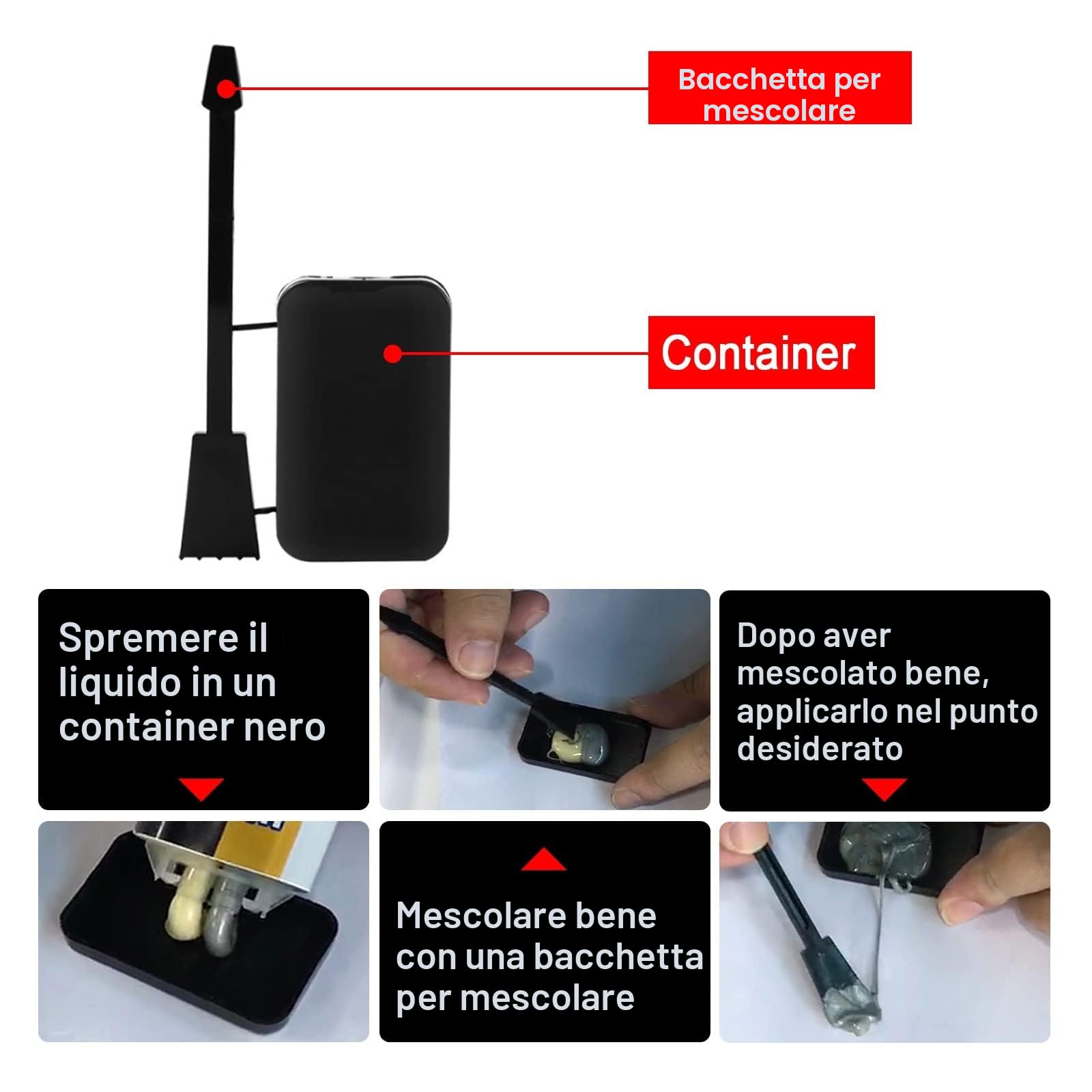 Set di Pasta di Riparazione in Ghisa Metallica 100g - Colla di Saldatura Magica 2 Bottiglie - Pasta di Riparazione del Metallo a Saldare a Freddo Permanente