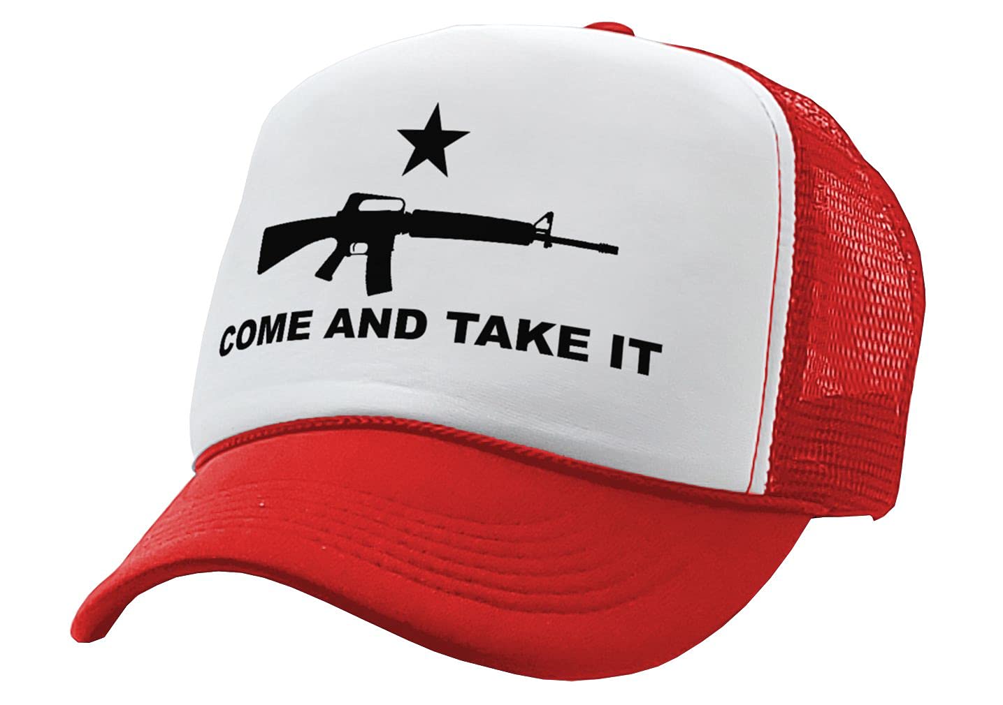 Come and TAKE IT - 2nd Amendment Patriot - Vintage Retro Style Trucker Cap Hat (Red)