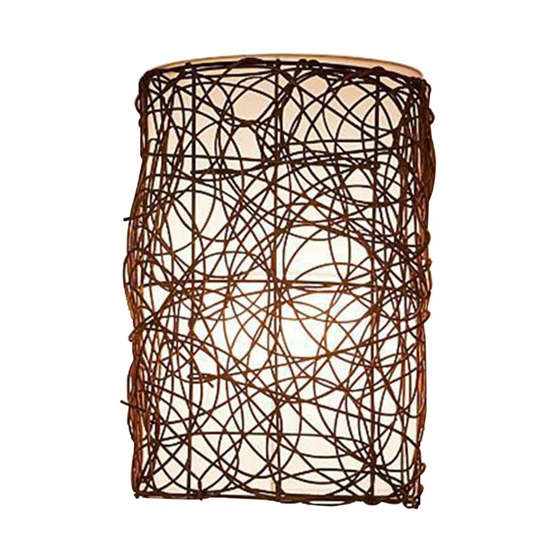 HUAYUSEDF Wall Lamp Woven Natural Rattan Lampshade Art Simple Mounted Light Industrial Style Bedside Sconce Lights for Living Room Bedroom Corridor Staircase Restaurant (B)(B)