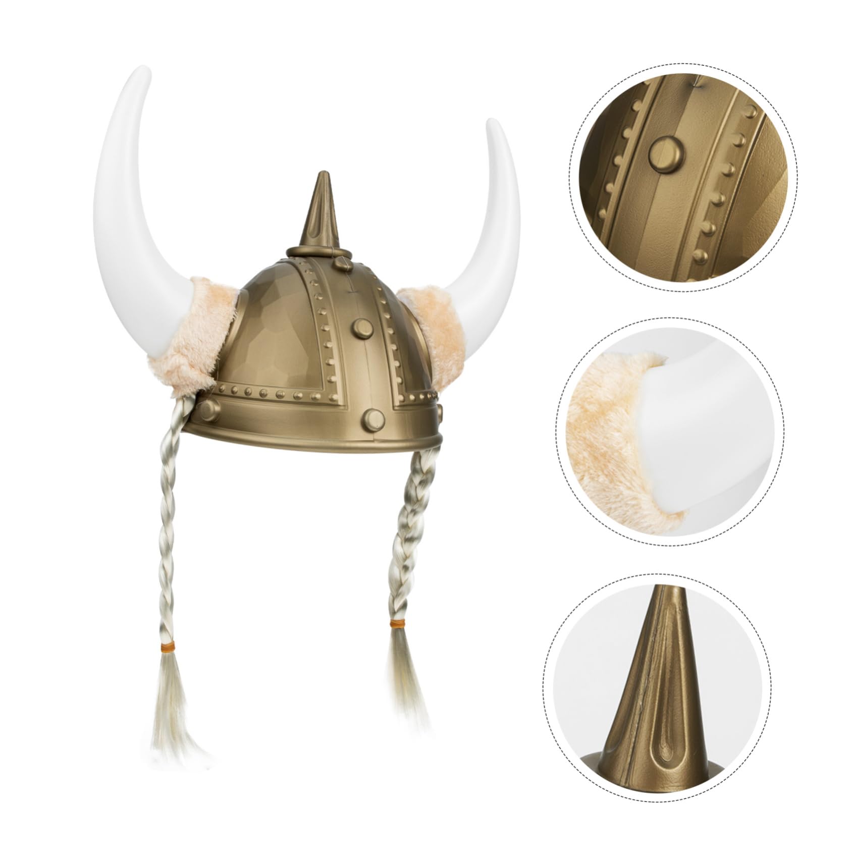 LIFKOME Cappello da Costume da Vichingo Corna di Bue in Plastica Oro per Performance di Danza e Travestimenti Cosplay Effetto Decorativo e Misterioso