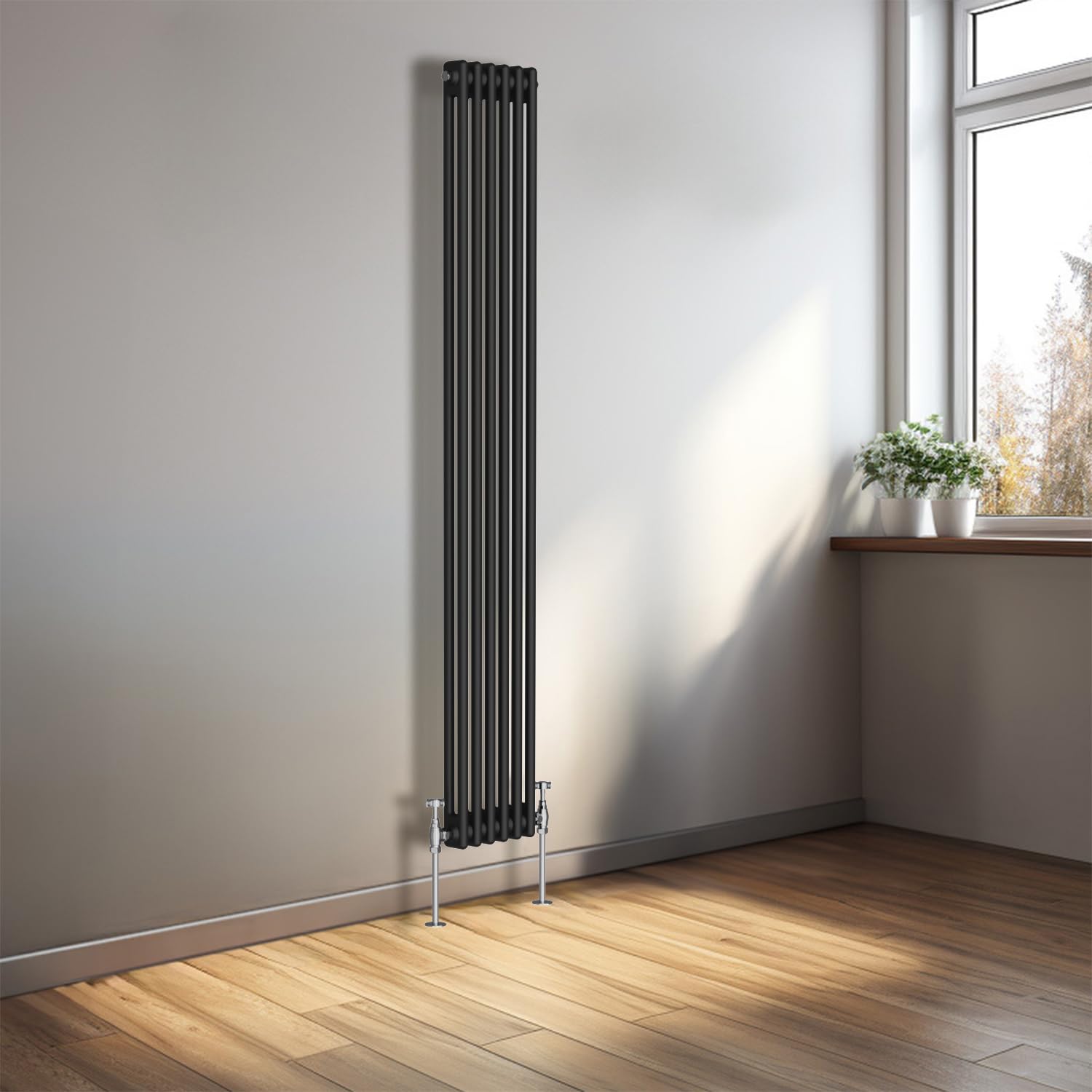 NRG 1800 x 290mm Cast Iron Vertical Radiator Black 2 Column Central Heating Rads โ image 1