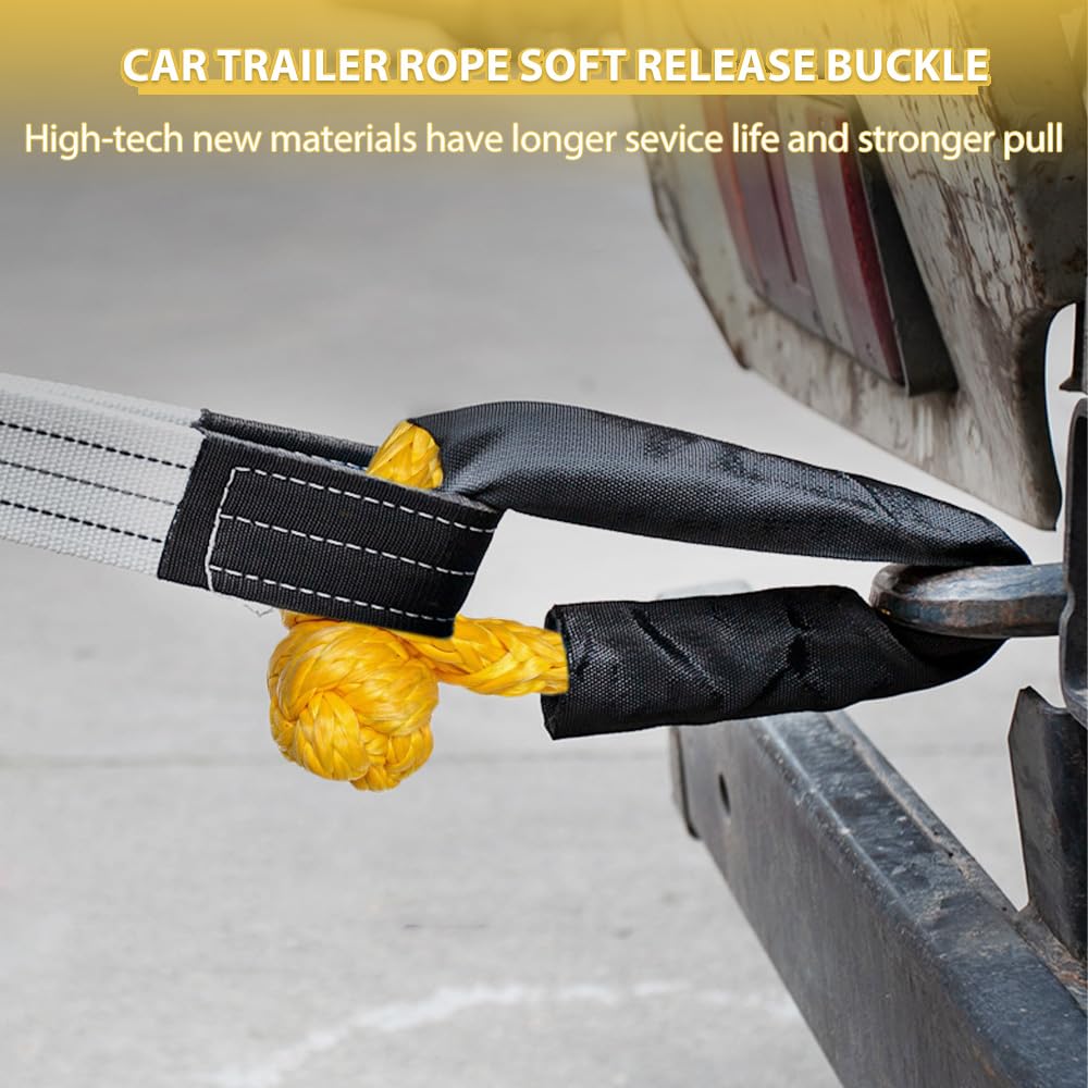 Lot de 2 manilles souples, résistance à la rupture 17T, corde de récupération synthétique avec protection de tuyau de sangle, manille souple pour récupération hors route, remorquage, camion