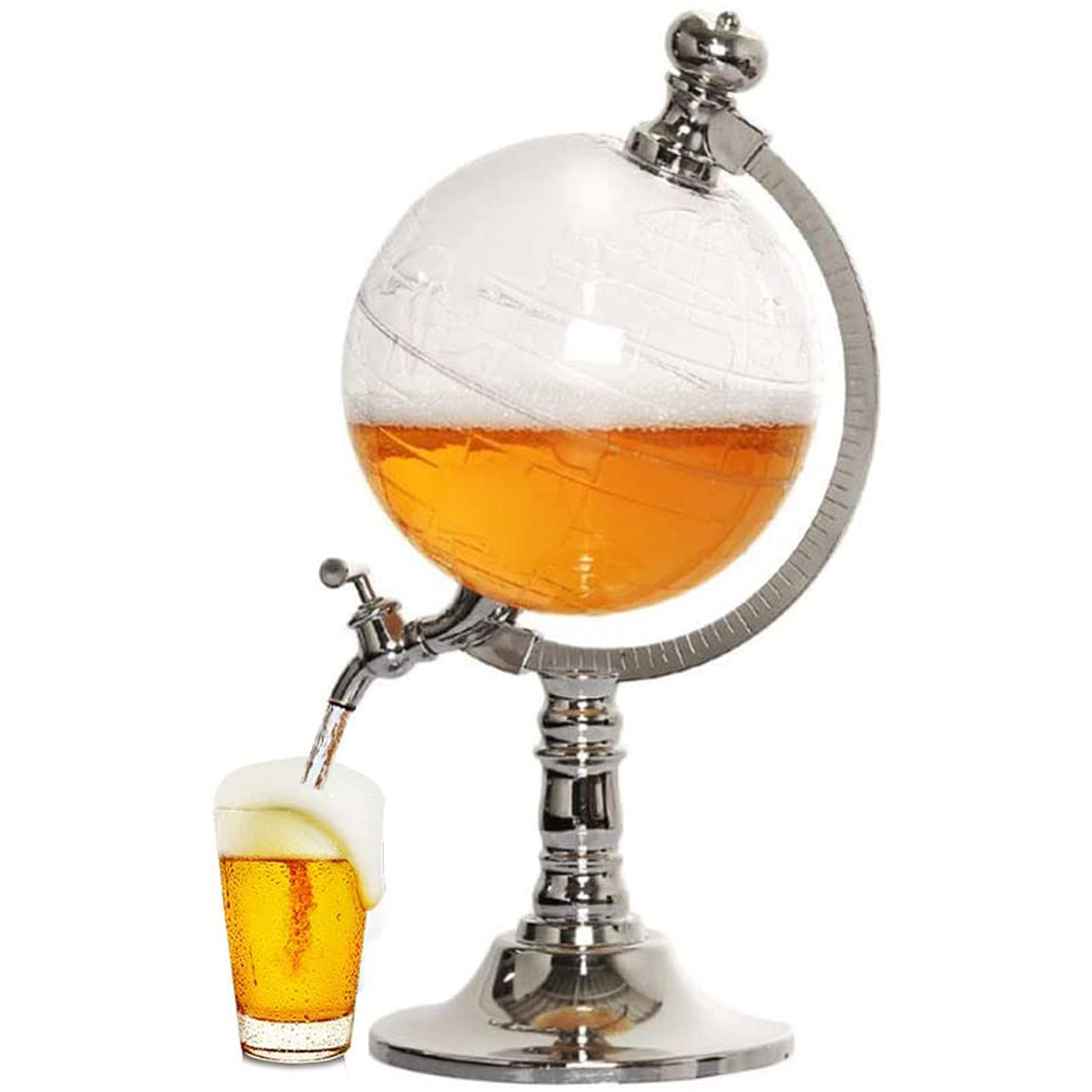 SXA Distributeur De Tour De Bière 1.5L Globe, Distributeur De Boissons Sphériques Ronds Transparents, Robinet avec Interrupteur, Adapté Aux Réunions De Famille Et Bars