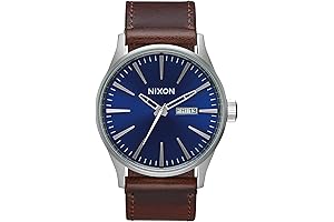 A105 Sentry 42mm Stainless Steel Leather Quartz Watch for Men