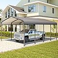 Metal Carport 12x20FT, Heavy Duty Carport Canopy with Galvanized Steel Roof, 40% Thicker Frame Metal Garage with Reinforced Base, All-Weather Outdoor Storage Car Port for Car, Camping