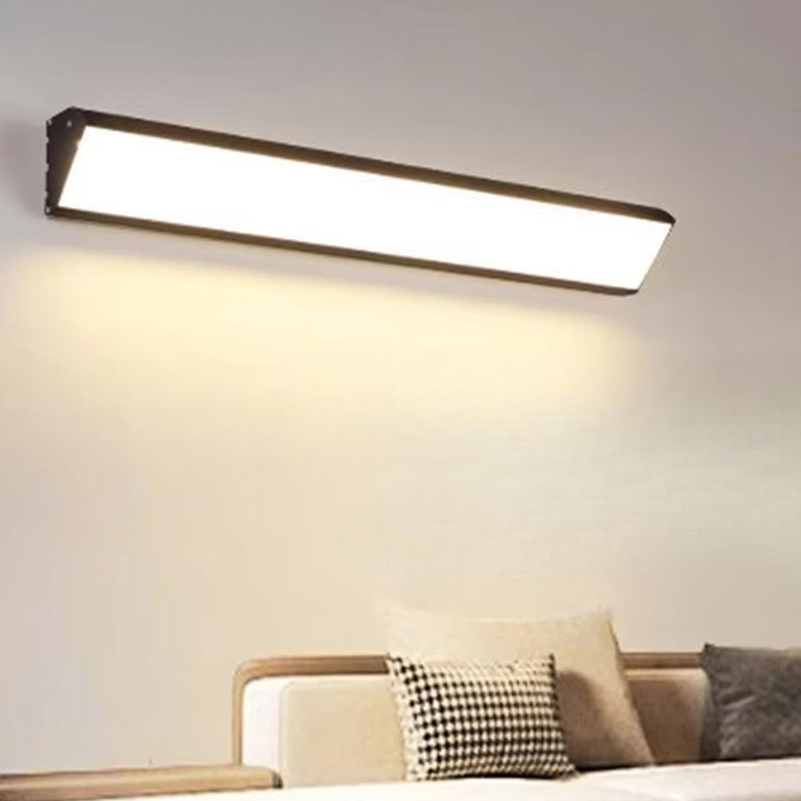 LED Dimmbare Wandleuchten mit Fernbedienung Modern Lange Wandbeleuchtung Spiegelleuchte Bad Aluminium Wasserdicht Wandlicht für Wohnzimmer Schlafzimmer Treppenhaus Schminktisch (Schwarz,60cm)