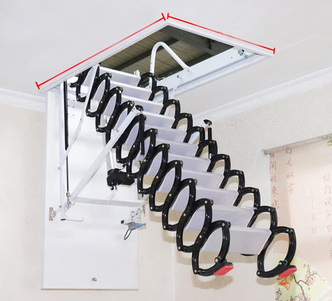 Electric attic Stairs with handrails Remote Control Ceiling Folding Telescopic Step-Ladder Hatch Customization (Hole Size:23.62 * 39.37inch-Height:9.18ft)