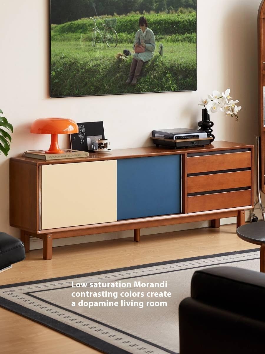 GVAwood Poplar Solid Wood Medieval Style TV Cabinet 70.9х13.8х24.4 inch / 180х35х62 cm/Antique Color/TV Cabinet
