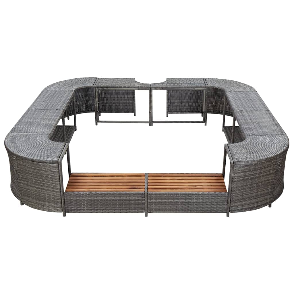 Cadre de Spa carré Gris 268x268x55 cm résine tressée,Maison & Jardin, Piscine & Spa, Accessoires pour piscines & spas, Gris (Poids 53.6KG)