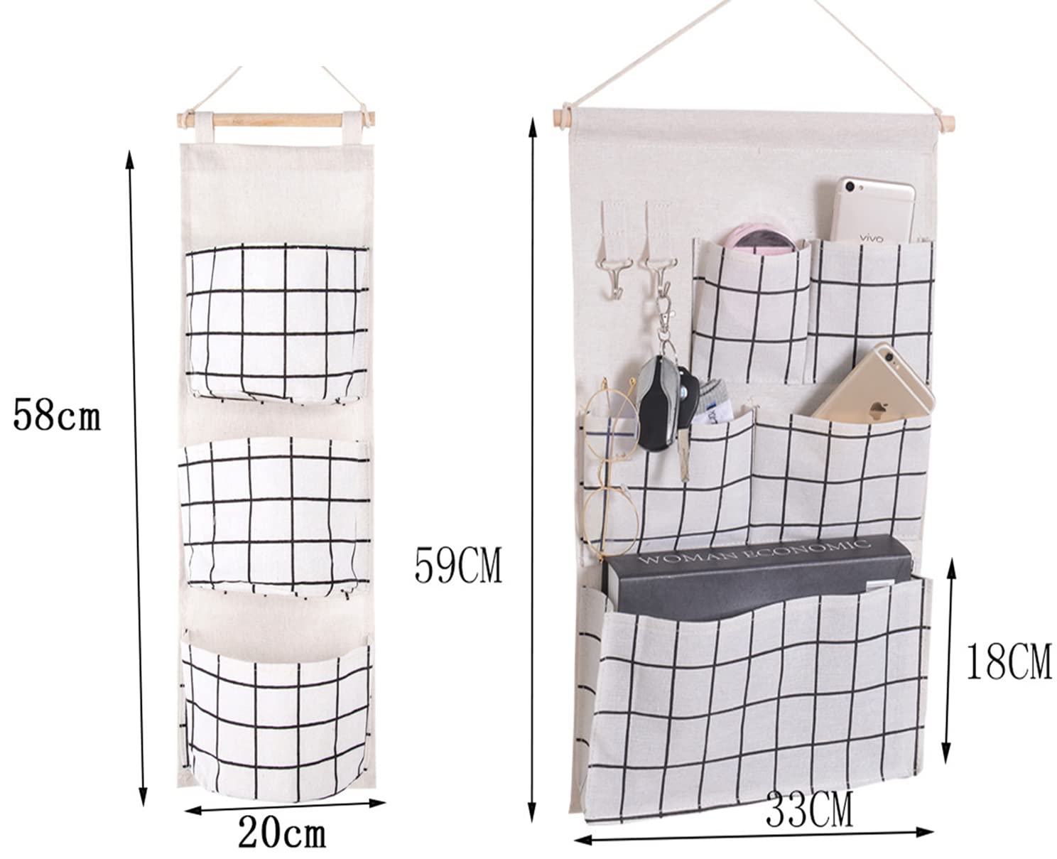Set Van 2 Hangende Tas Wand, Opberger, Wandopbergtas Met 6 Vakken E 8 Vakken Multifunctioneel Voor Badkamer Deur Kledingkast Slaapkamer Li