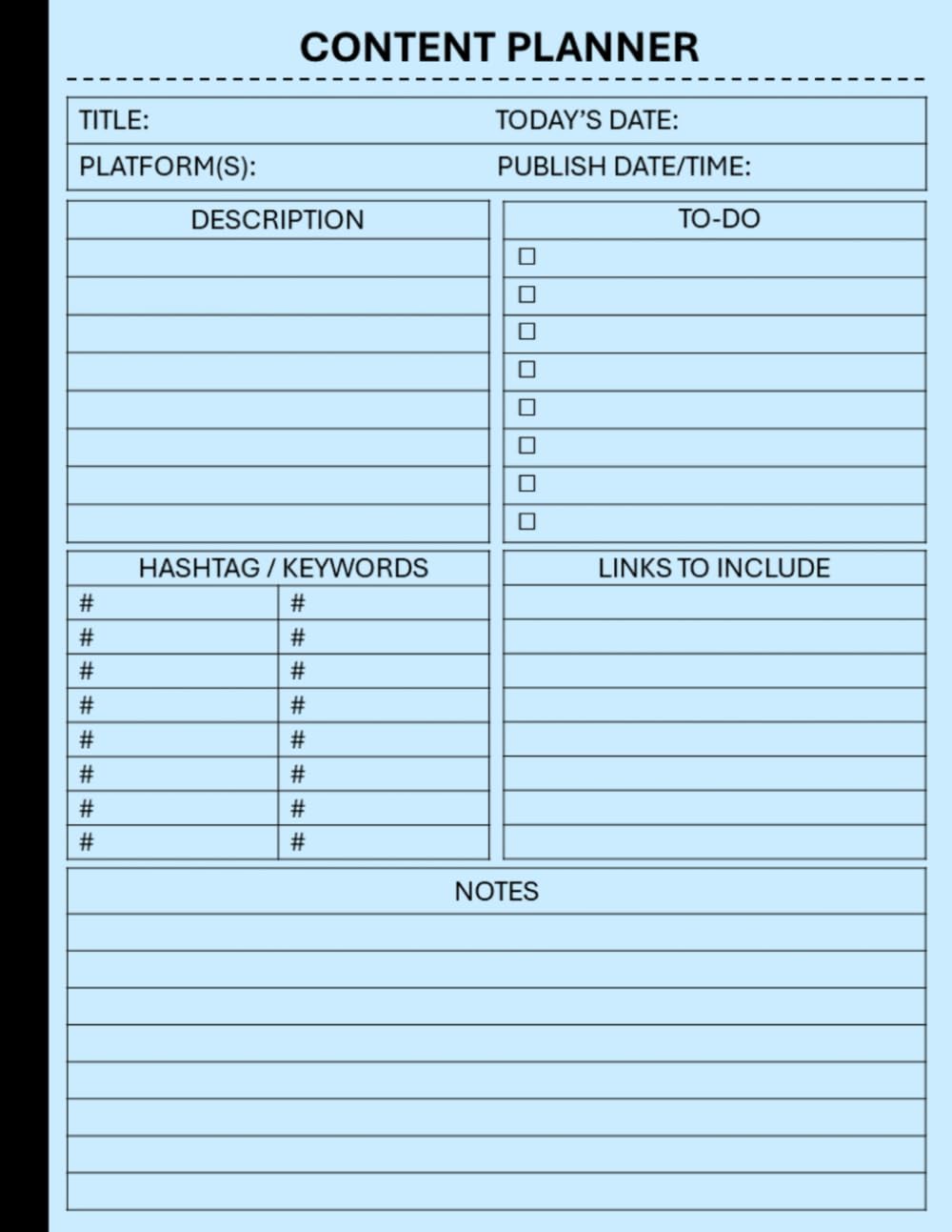 Social Media Content Planner: Organizer and Notebook for Tracking Your Social Media Content, Gift Idea for Managers, Influencers and Content Creators, 120 Pages 8.5 x 11 Inch