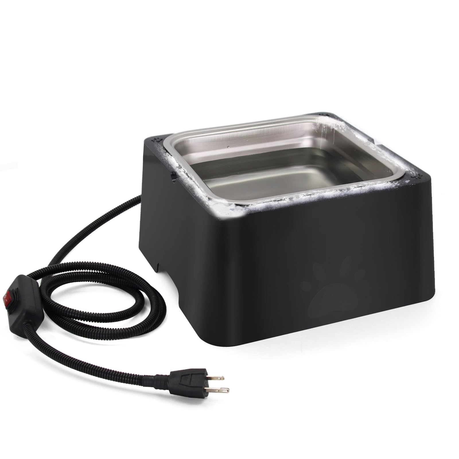 Large Heated Water Bowl for Outdoor Pets - 3.5L Outside Animal Waterer With Removable Stainless Bowl, No Freeze Dish for Dog, Cat, Rabbit, Chicken,