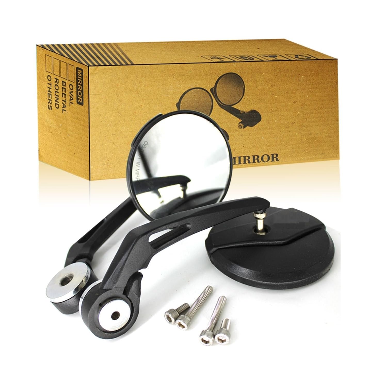 Bike Round Rear View Side Handle Bar End Mirror Convex Glass Compatible with Classic Reborn 350 Continental GT Interceptor Meteor 350 Hunter 350 Super Meteor 650 Himalayan Standard 350 Guerrilla 450-image-4