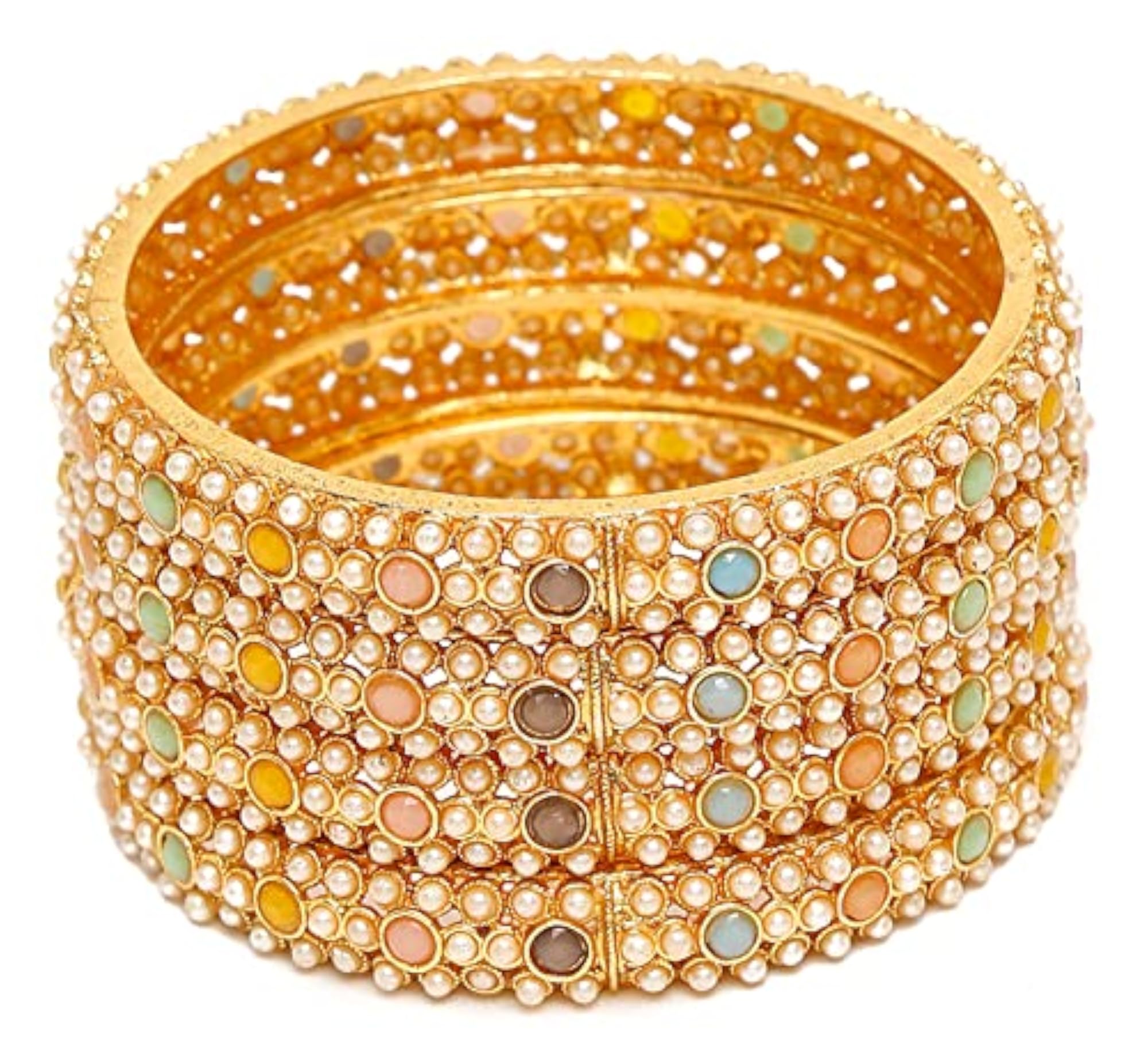 Plated Traditional Bangle Set of 4 (13807b_2.4)