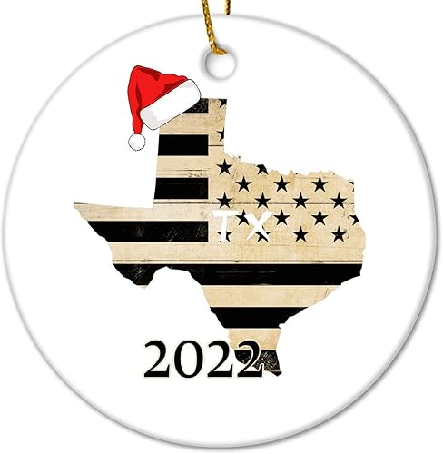 Adornos de cerámica de Navidad de Texas 2022 adorno de Navidad mapa del mundo adornos colgantes de Navidad adorno colgante de automóvil de 3