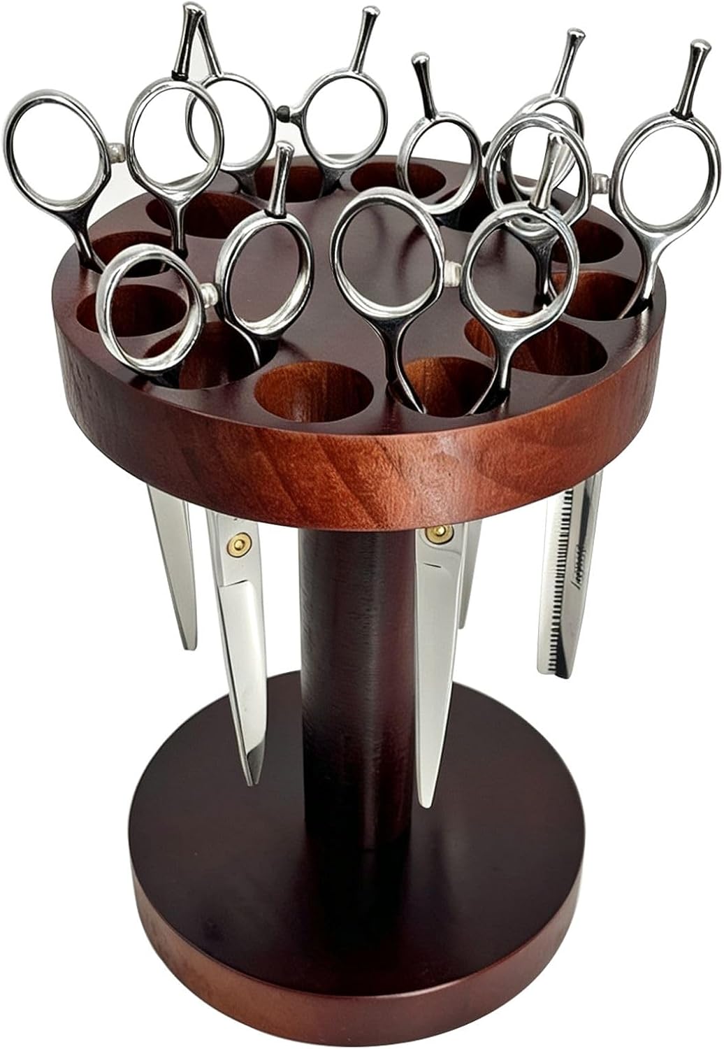 Rotating Hair Scissors Holder, Wooden Barber Scissors Storage Holder Salon Shears Holder Hair Stylist Scissors Container Hairdressing Tools