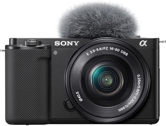 Sony ZV-E10 Mirrorless Camera Black with 16-50mm Power Zoom Lens (ILCZV-E10L) 24.2 MP APS-C Sensor, 4K Video, Vari-Angle Screen w/ 64GB Memory Card, Bag, Card Reader and More