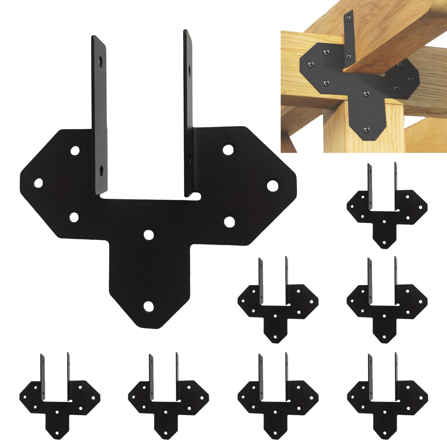 SRNETKJ 8Pcs 18-Gauge Strong Tie Hurricane Straps Black Hurricane Ties for Rafters 2x4,2x6, Heavy Duty Joist Hanger 2X Truss to Rafter Connector, Roofing Trusses Wood Timber Brackets