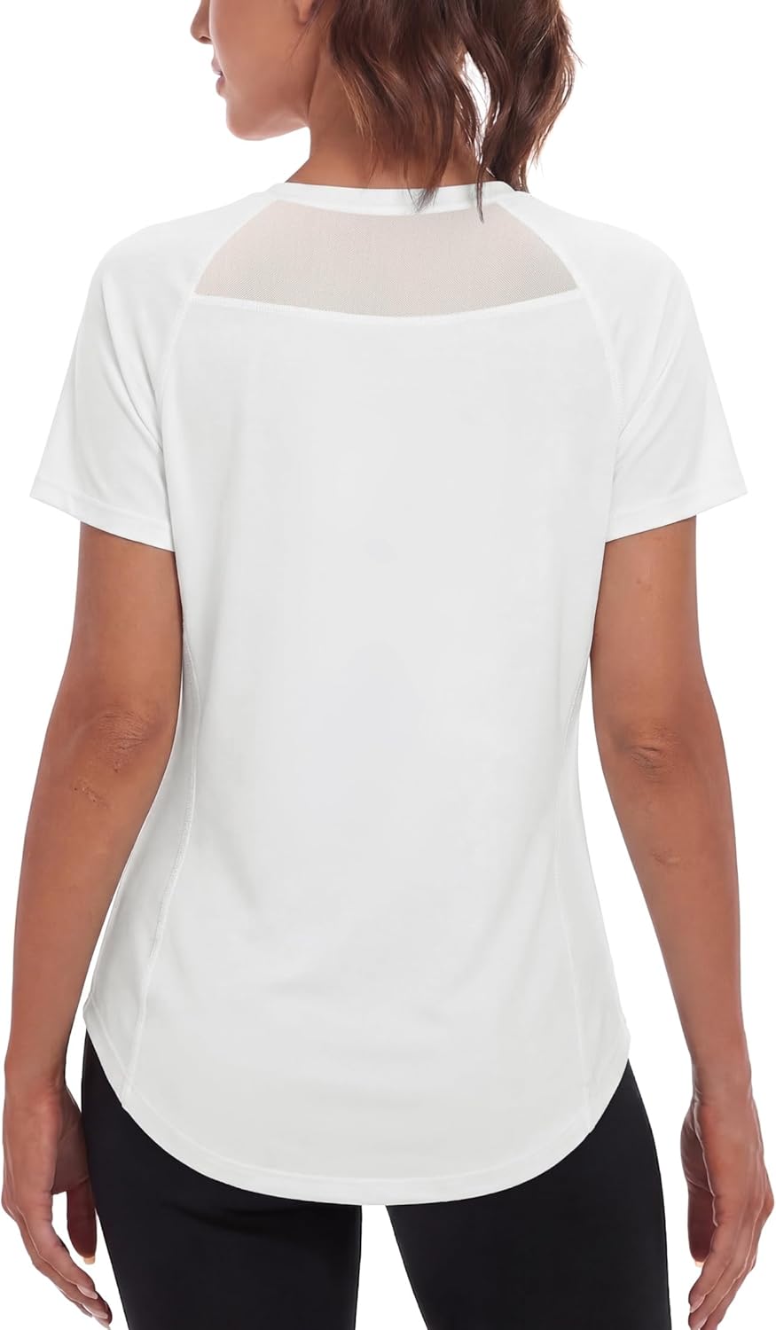 Maglietta Sportiva Donna per Palestra e Fitness Maniche Corte T-Shirt Tessuto Traspirante con Inserto in Mesh Yoga Corsa Tempo Libero