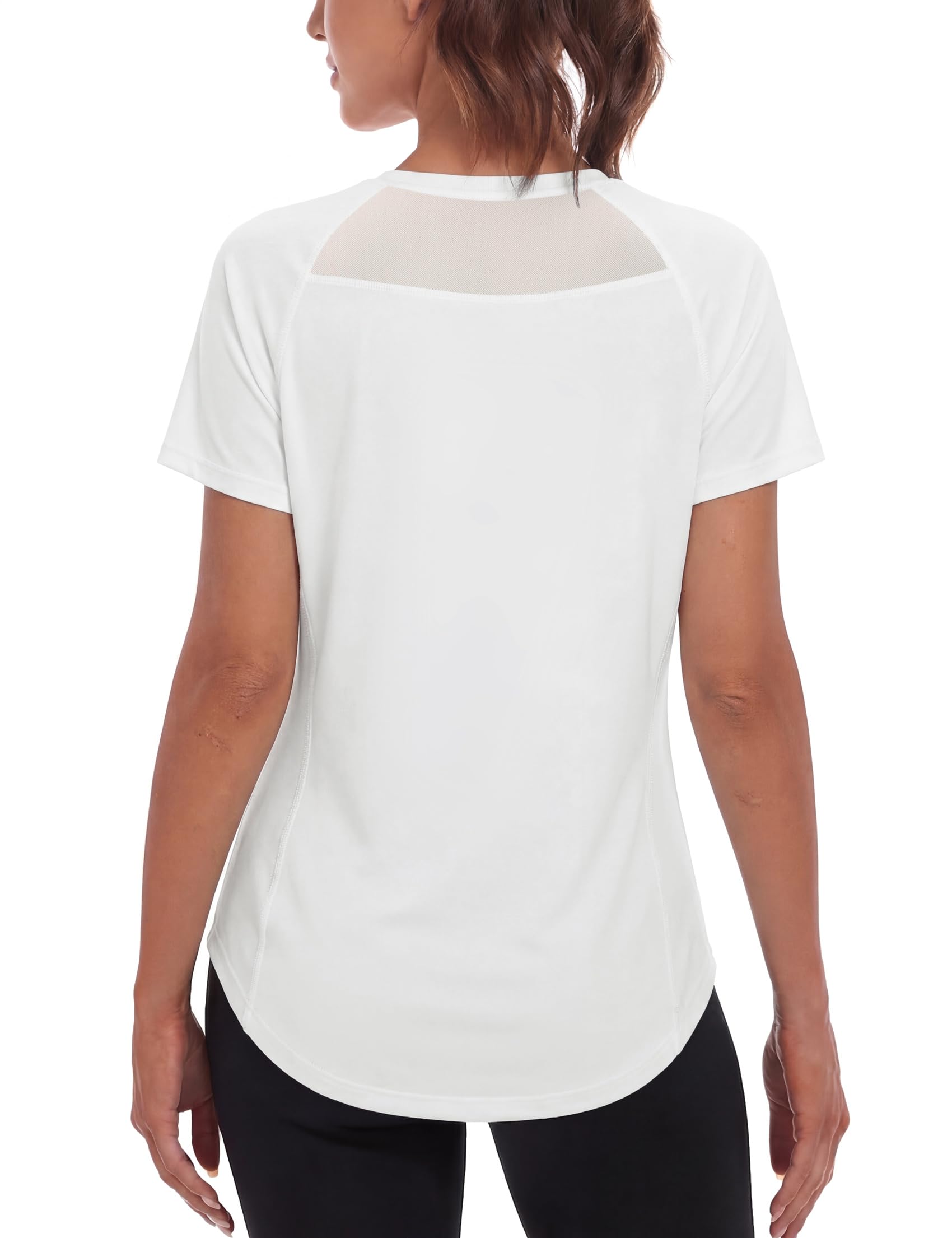 Wayleb Damen Langarmshirt Sport Rundhals Mesh am Rücken Belüftend Basic Top für Intensives Workout und Fitness Training Shirt S-XXL