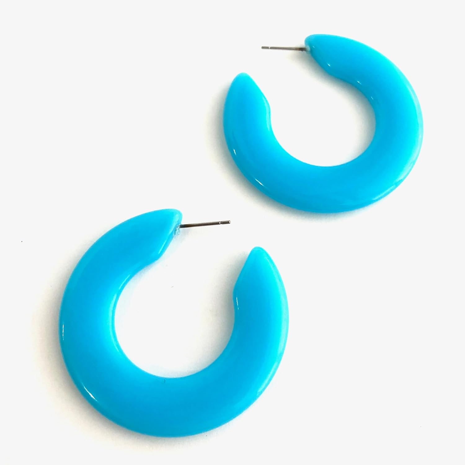 Aqua Opal Twiggy Hoop Earrings | Retro Mod Statement Hoops - TWG-BL-2