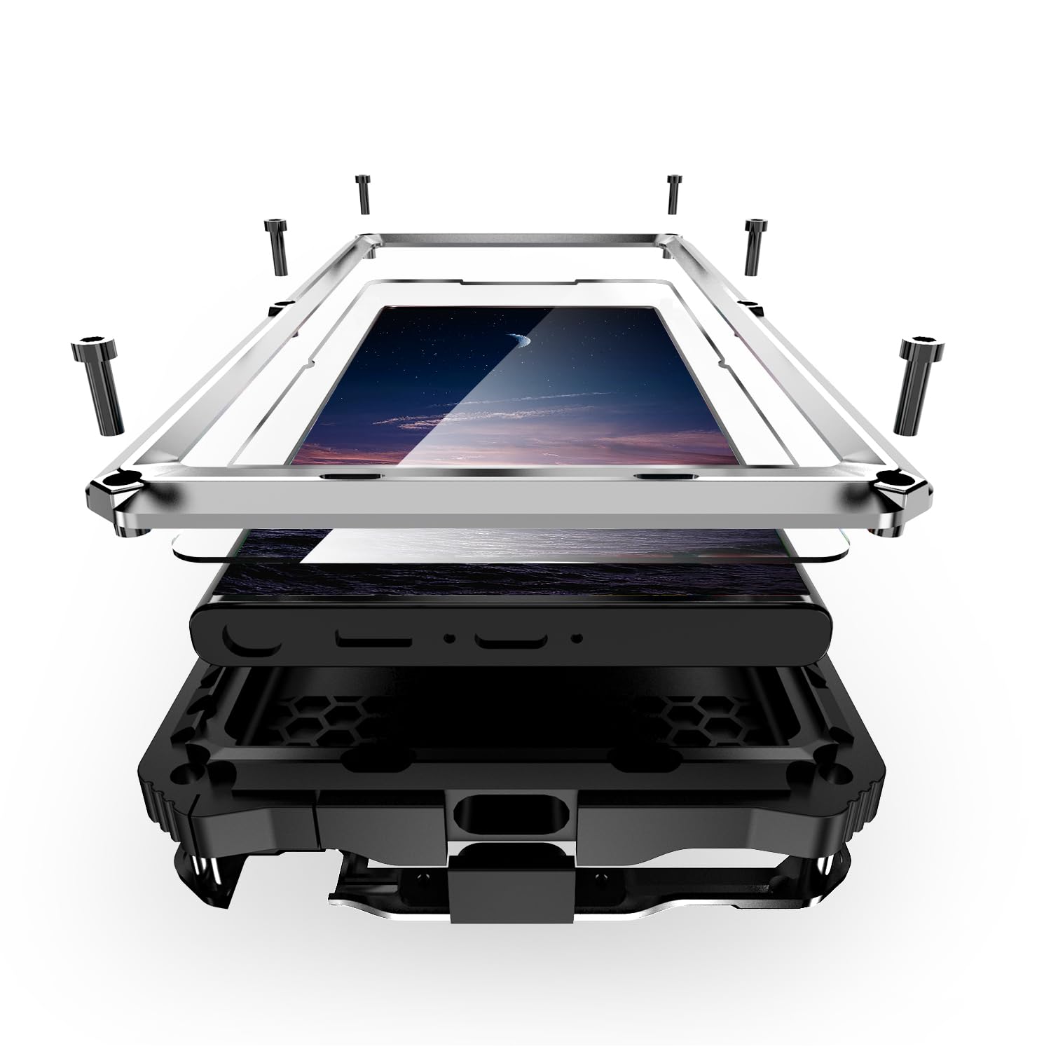 Compatible For Samsung Galaxy S25 Ultra Metal Case with Stand, Heavy Duty Dust Proof Military Grade Rugged Case, Built-in Screen Protector Camera