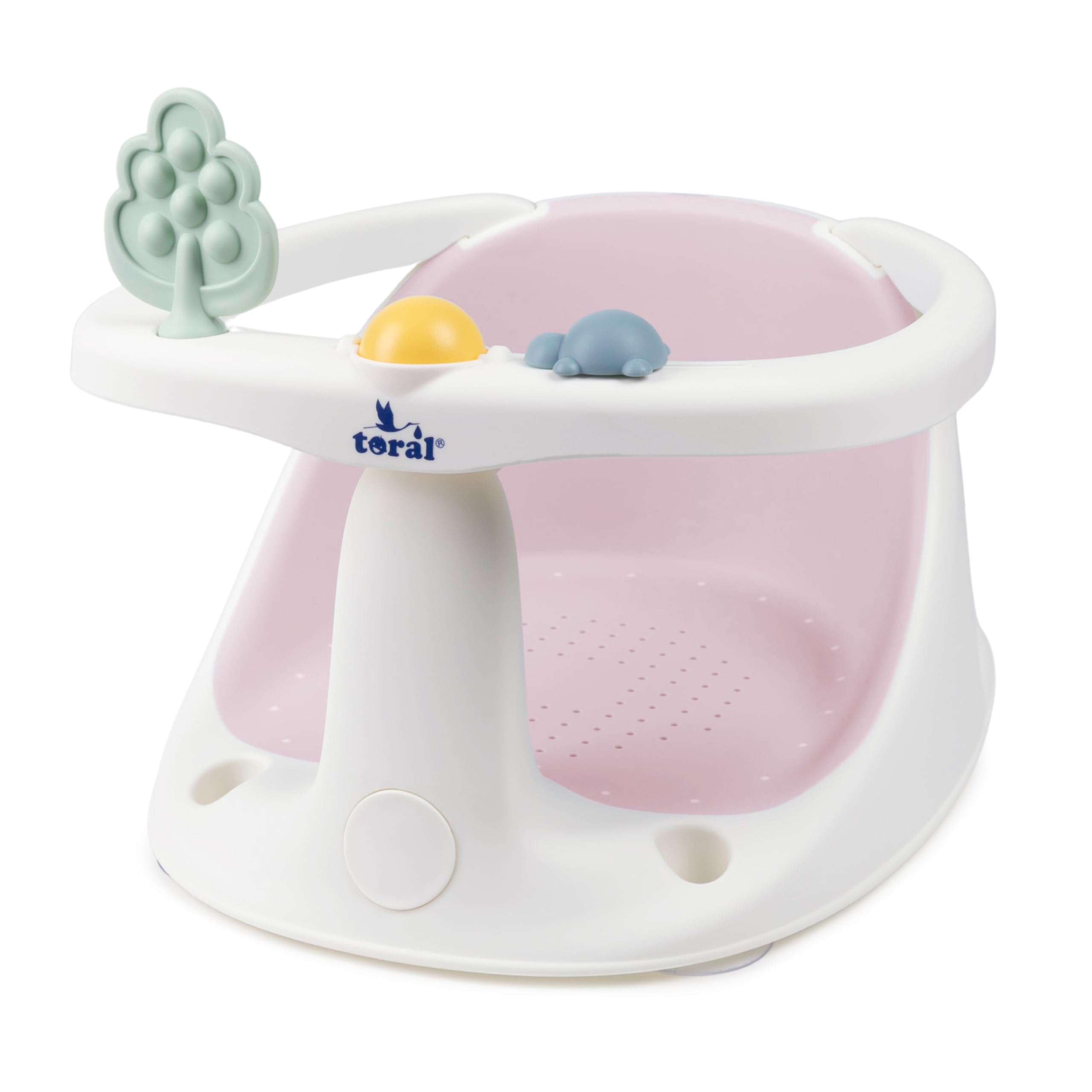 Toral Asiento Bañera Bebe Seguro y Estable – Soporte Bañera Bebe con Ventosas Antideslizantes, Cómodo y Resistente – Adaptador Bañera Bebe Práctico - Modelo Chapoteos Rosa
